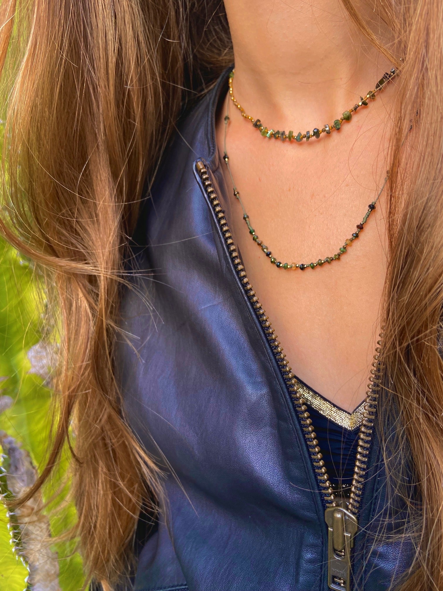 Ras de cou/Collier Keshi Tourmaline verte