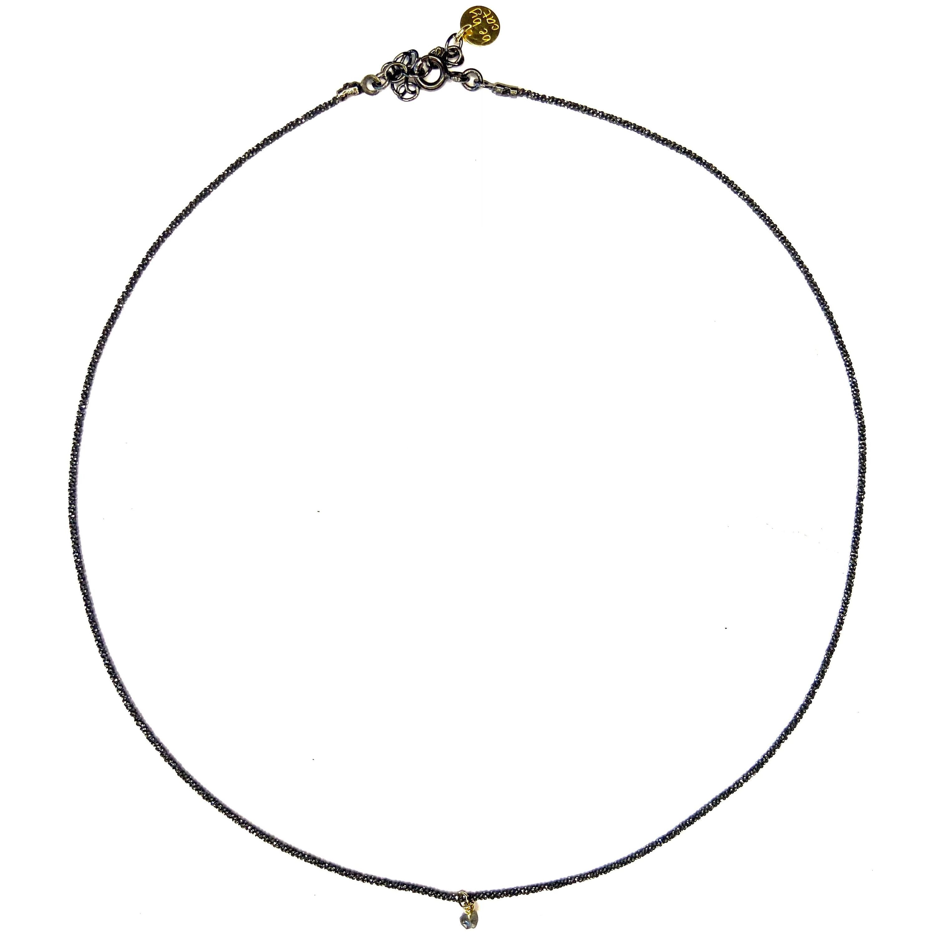 Ras de cou argent noir Diamant