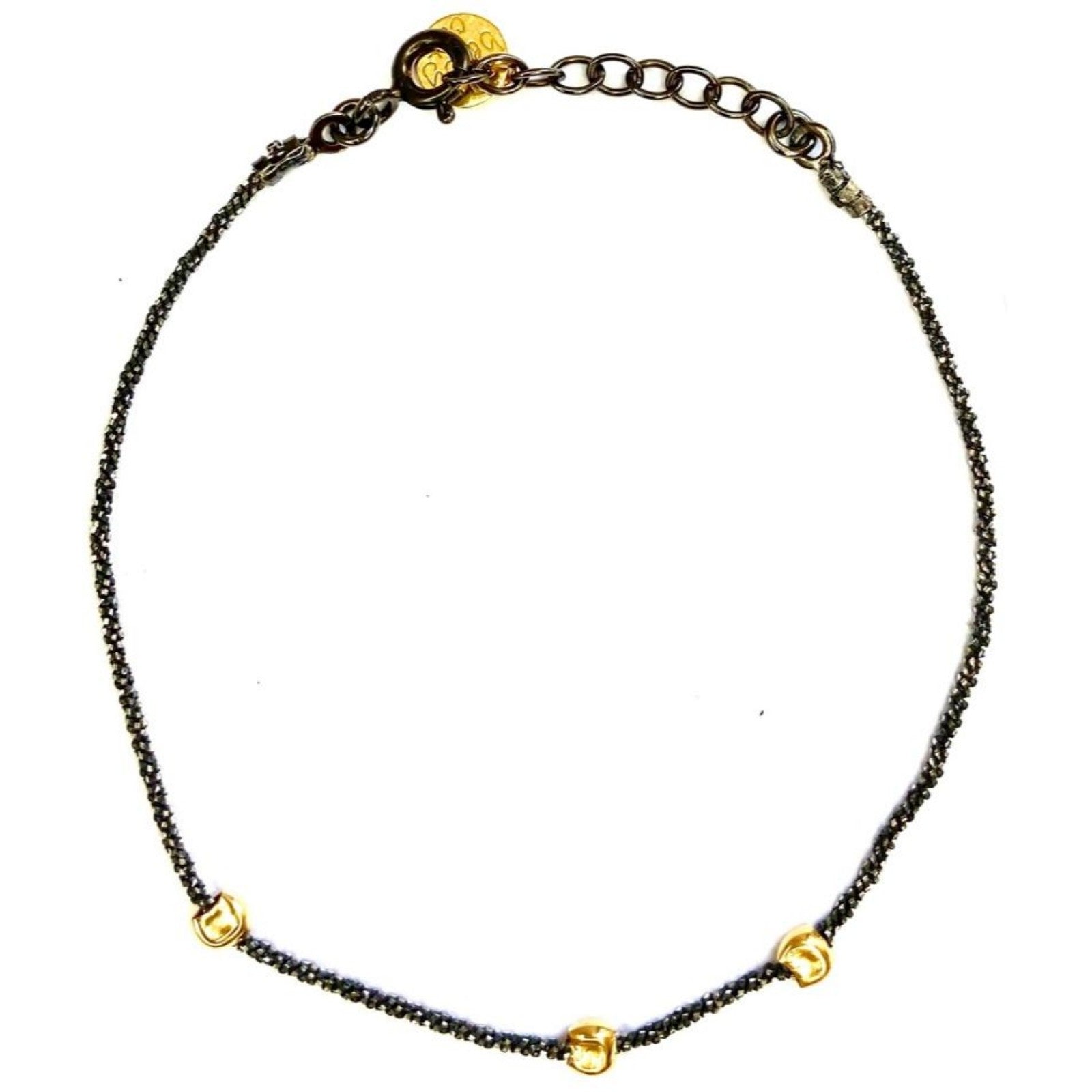Bracelet argent noir Perle dorure or