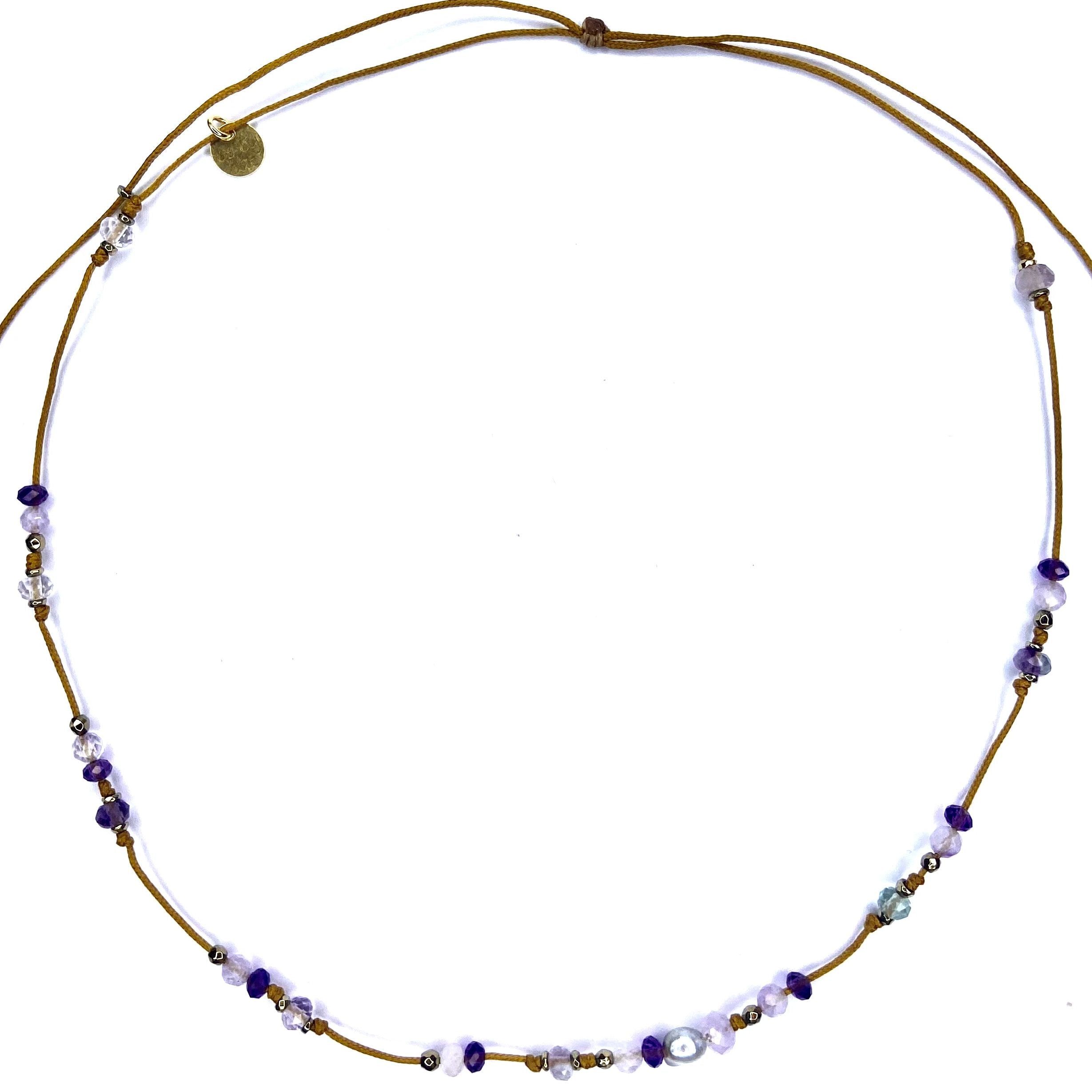 Ras de cou/Collier Keshi Améthyste Fluorite Hématite