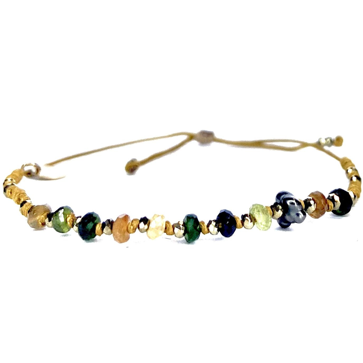 Bracelet Keshi Tourmaline verte Hématite