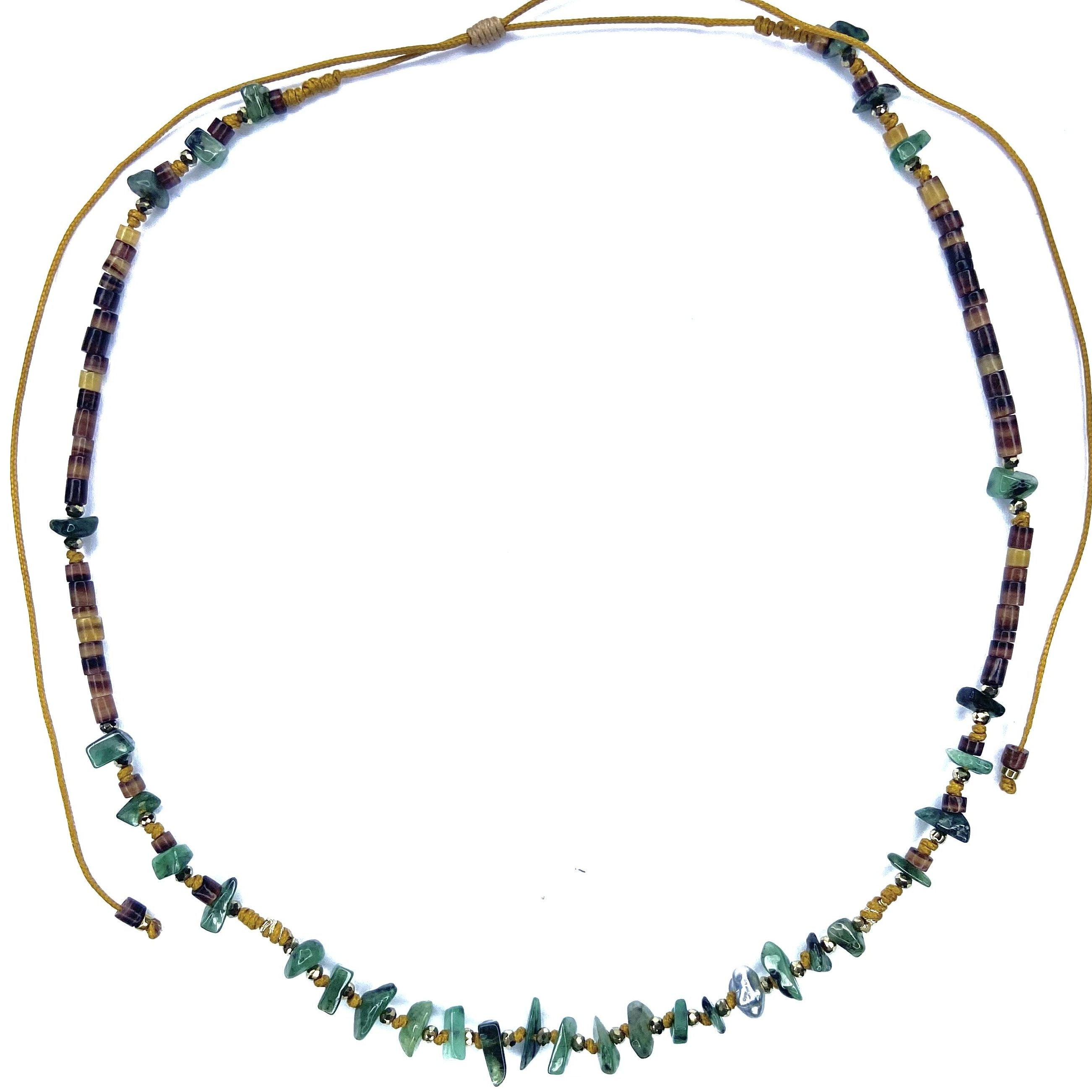 Ras de cou/Collier Keshi Emeraude Heishi Hématite
