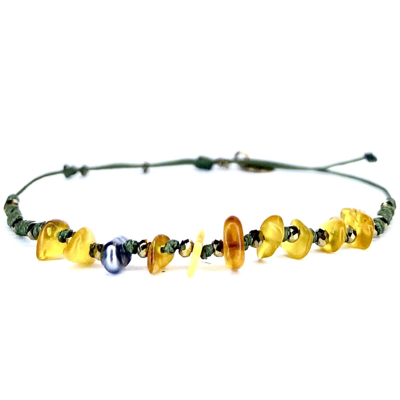Bracelet Keshi Ambre Hématite