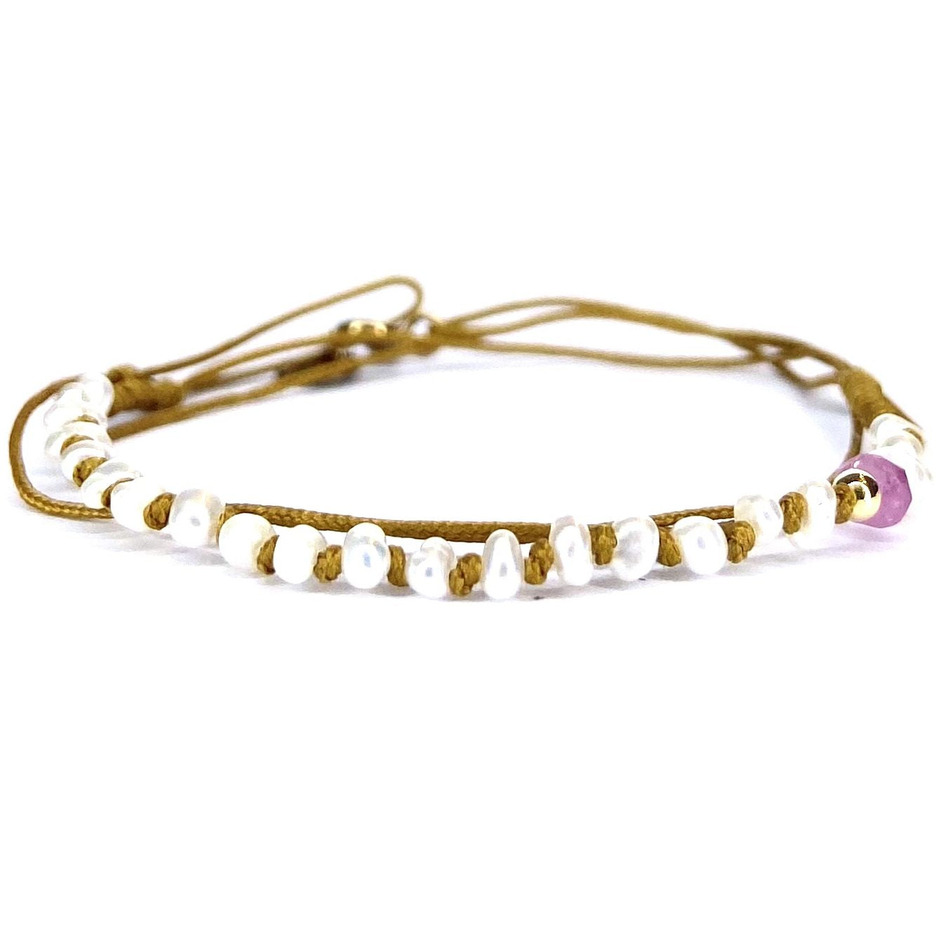 Bracelet/Ras de cou Rubis Boule plaqué or Perle