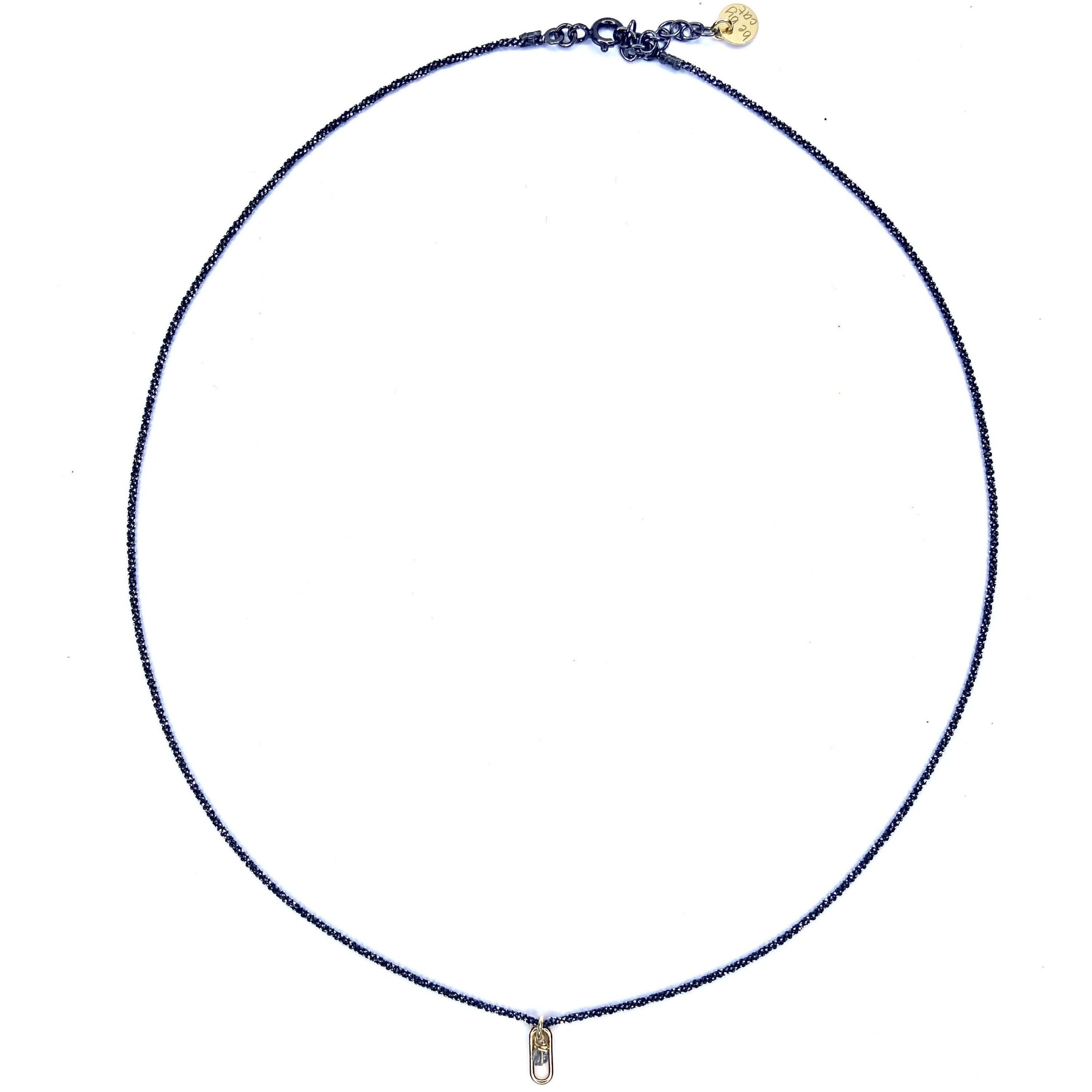 Ras de cou argent noir Diamant Maillon