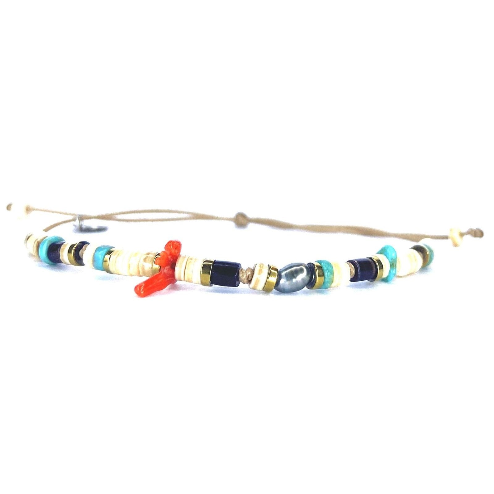 Bracelet Turquoise Nacre Corail Keshi Hématite