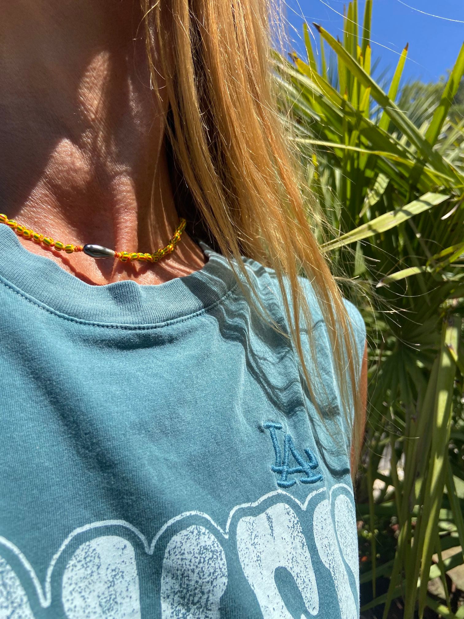Ras de cou/Collier Perle africaine Keshi jaune