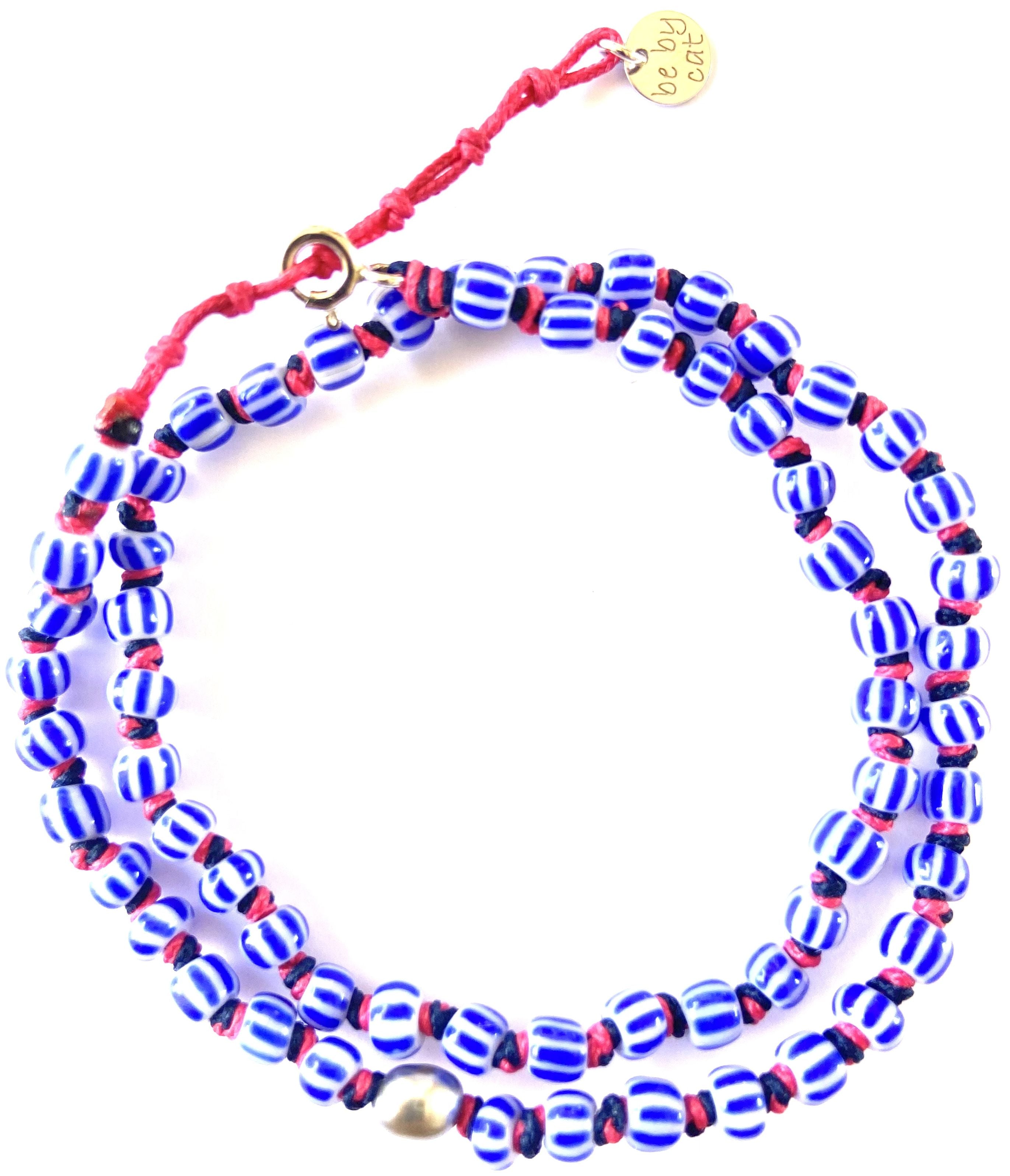 Bracelet double tour Keshi Perle africaine bleue