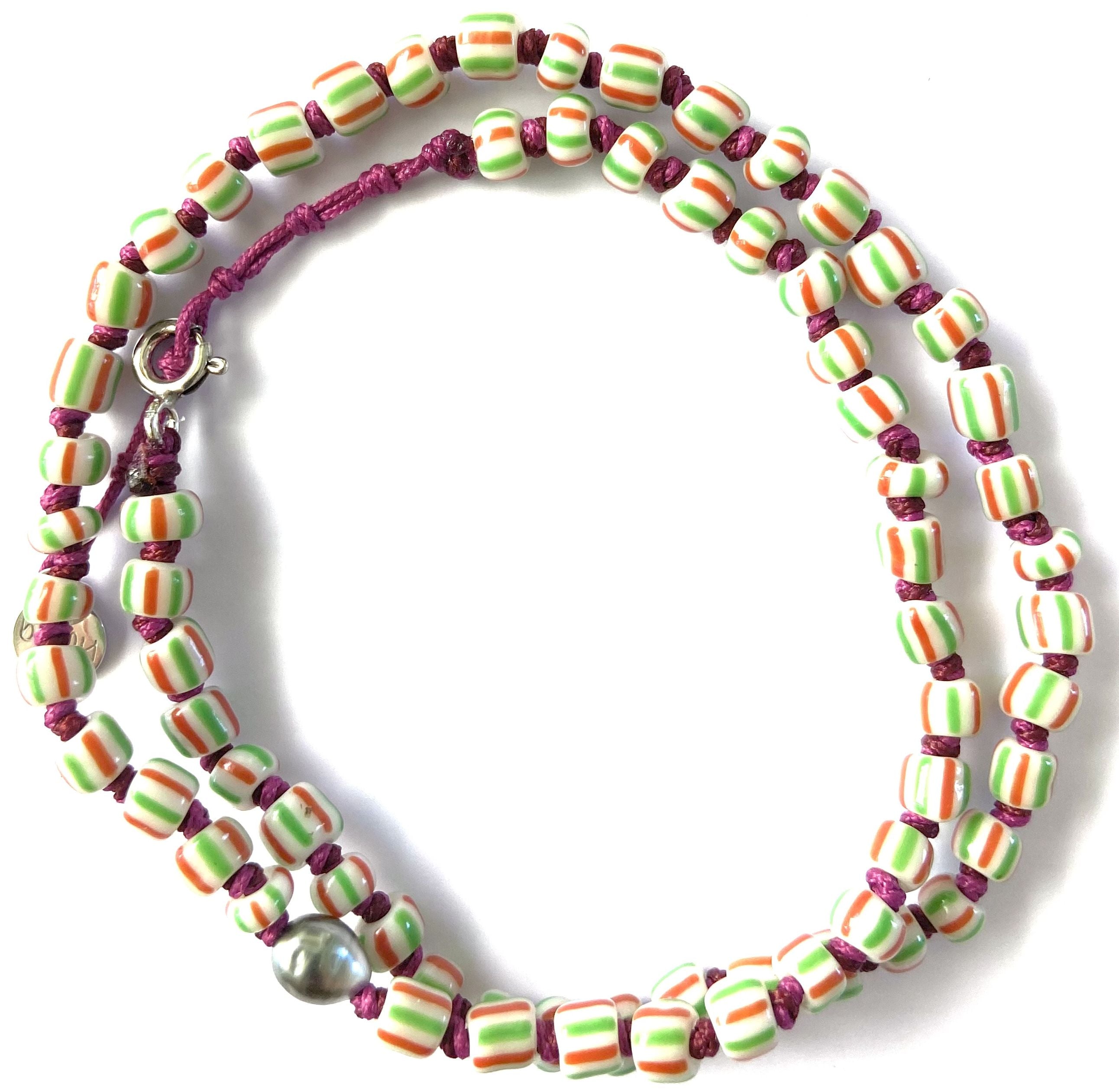 Bracelet Perle africaine double tour Keshi