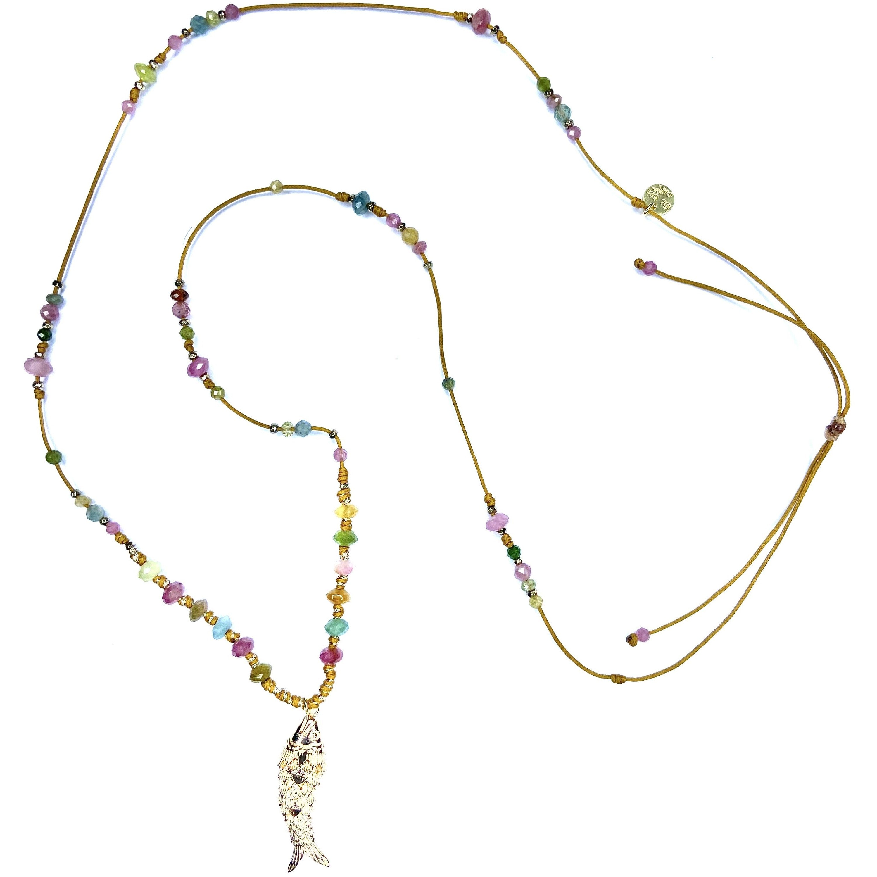 Collier long Tourmaline Poisson Hématite