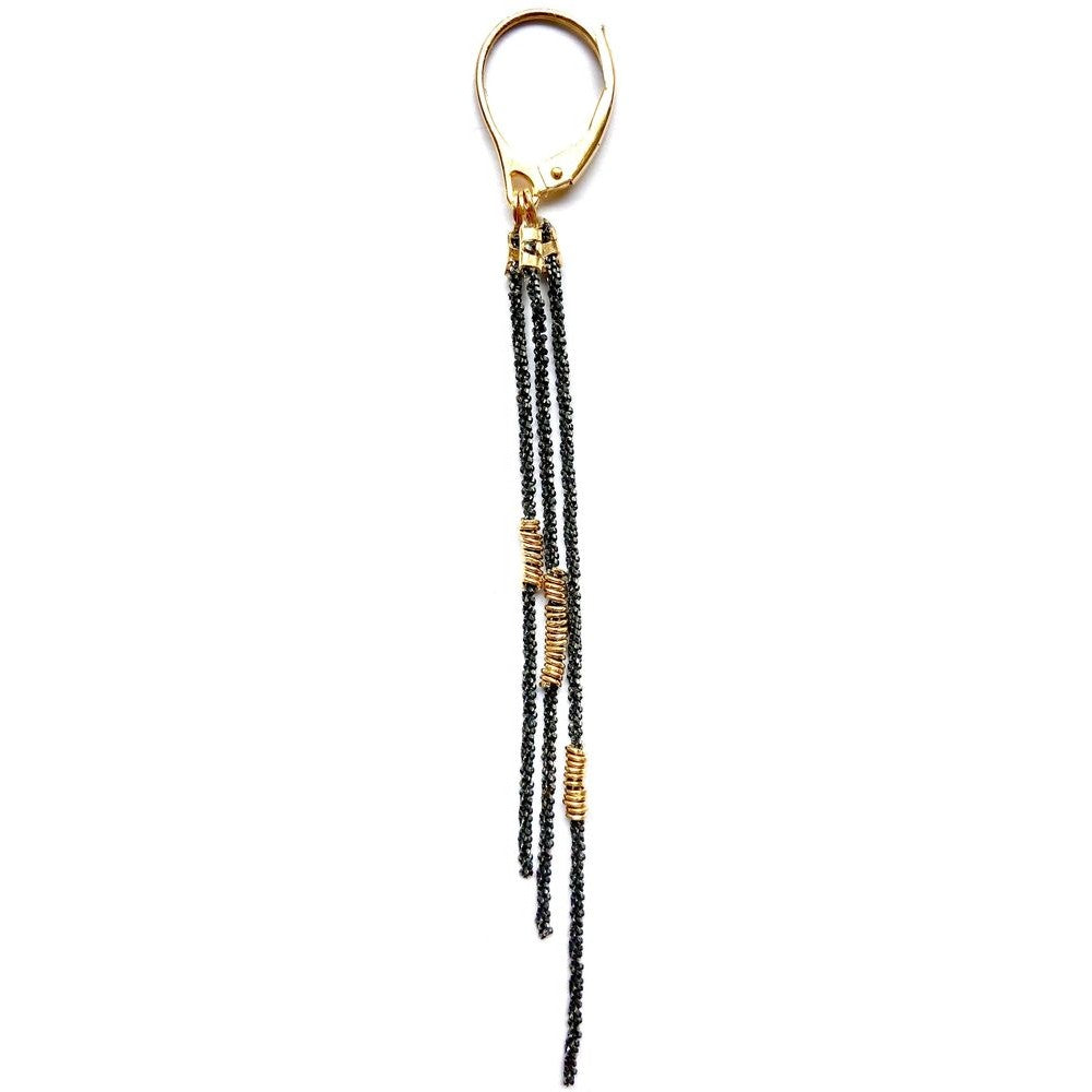 Mono boucle Chaine argent noir triple