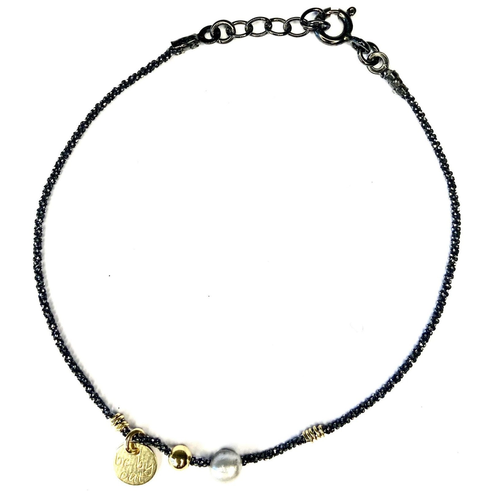 Bracelet argent noir Keshi