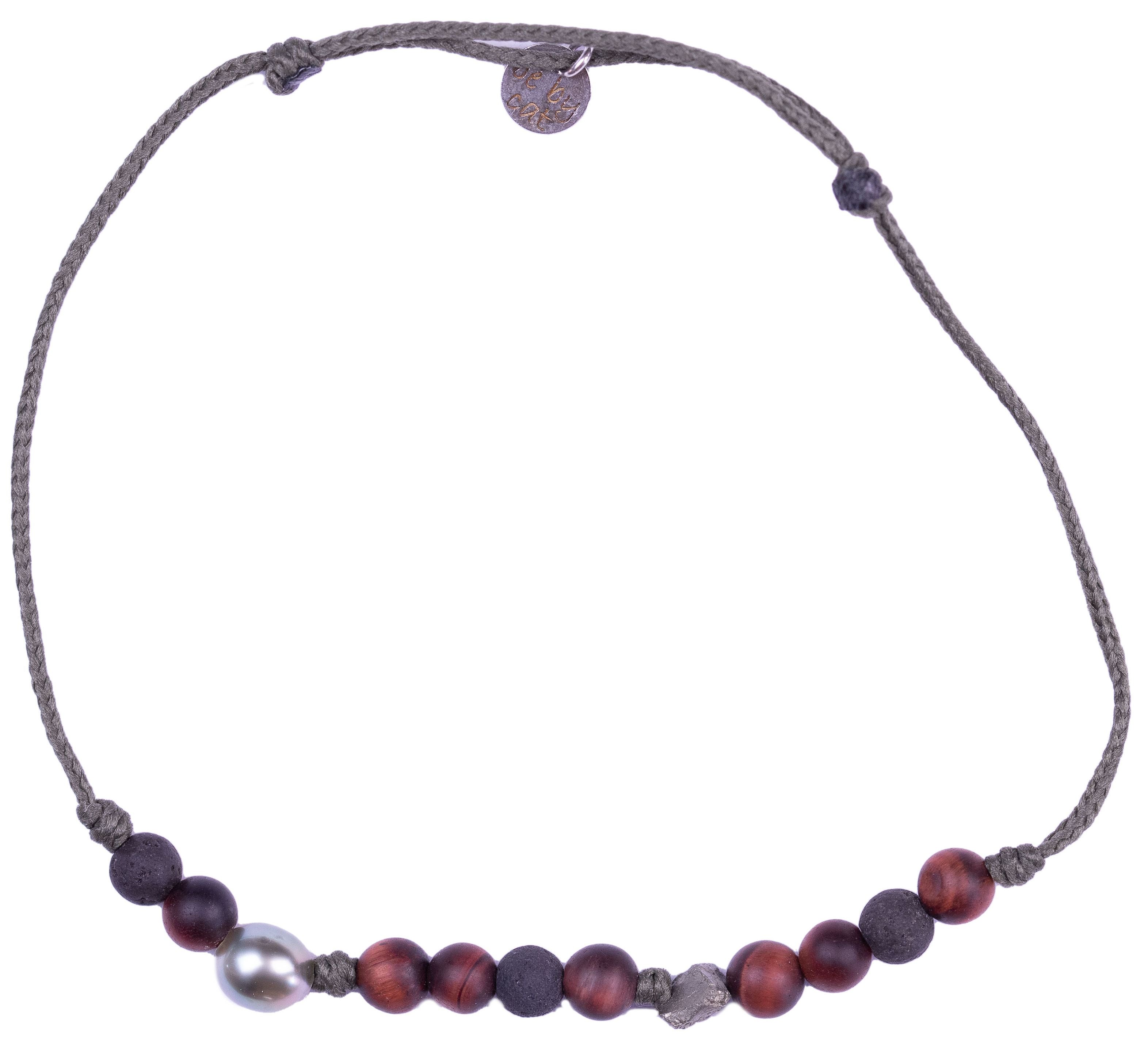 Bracelet homme Œil de taureau Lave Pyrite Keshi