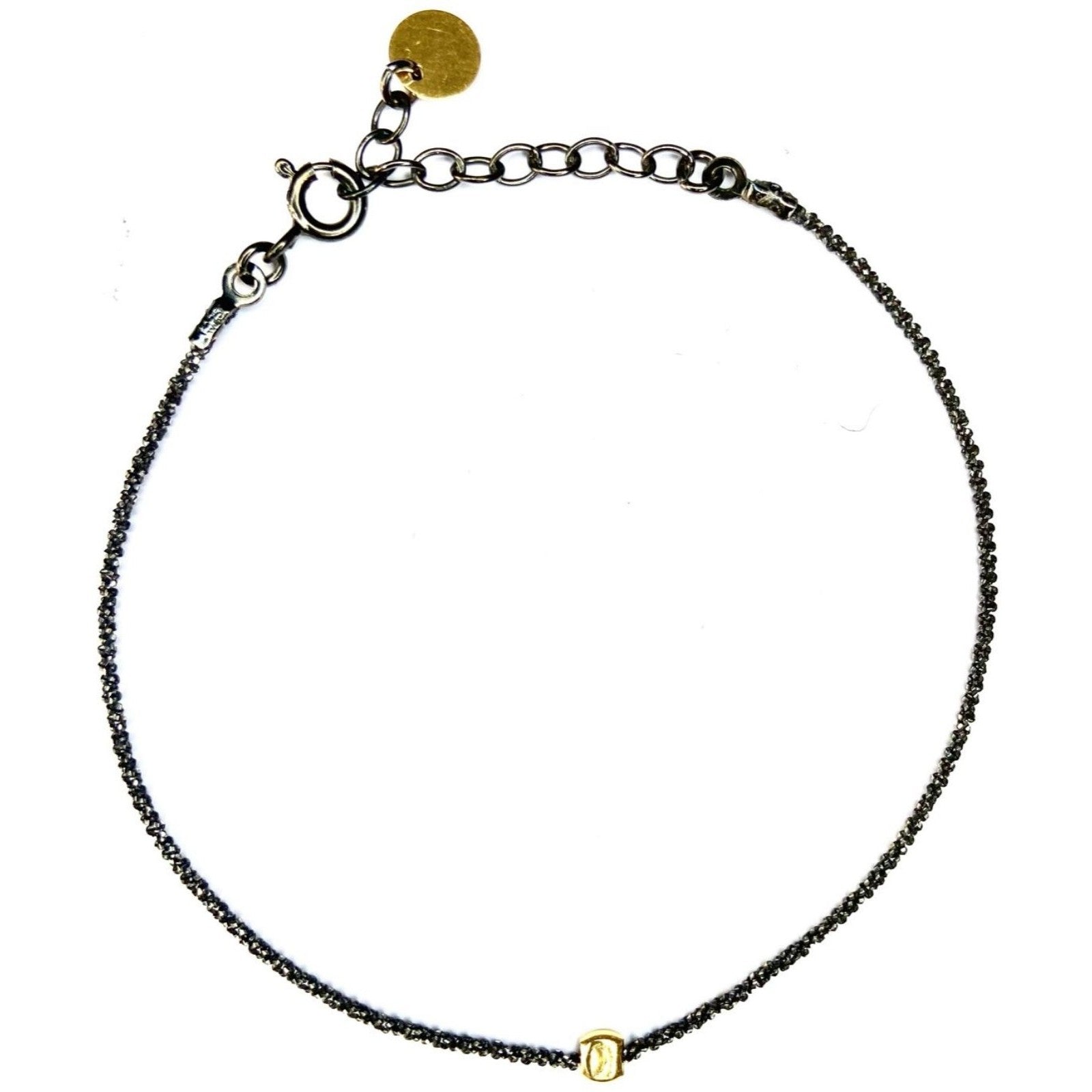 Bracelet argent noir Perle dorure or