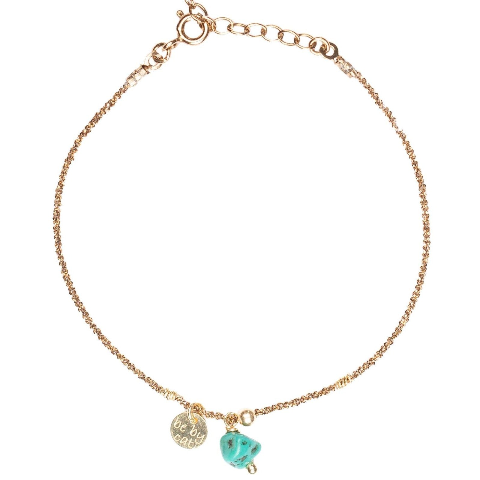 Bracelet dorure or chocolat Turquoise Boule vermeil