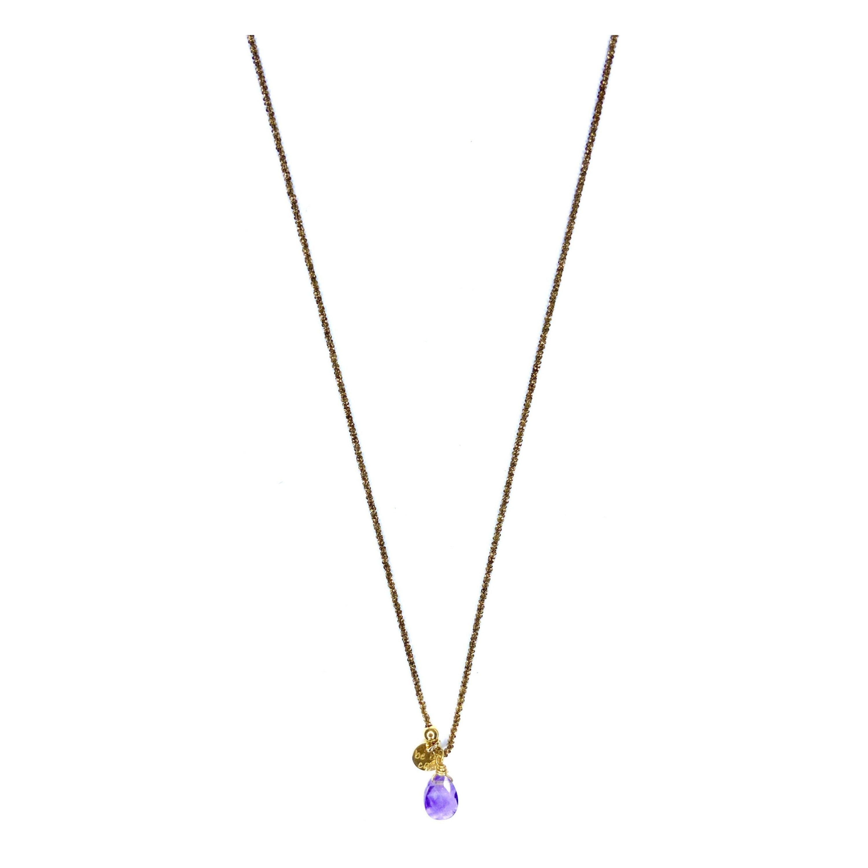 Collier plaqué or chocolat Améthyste Boule Médaille