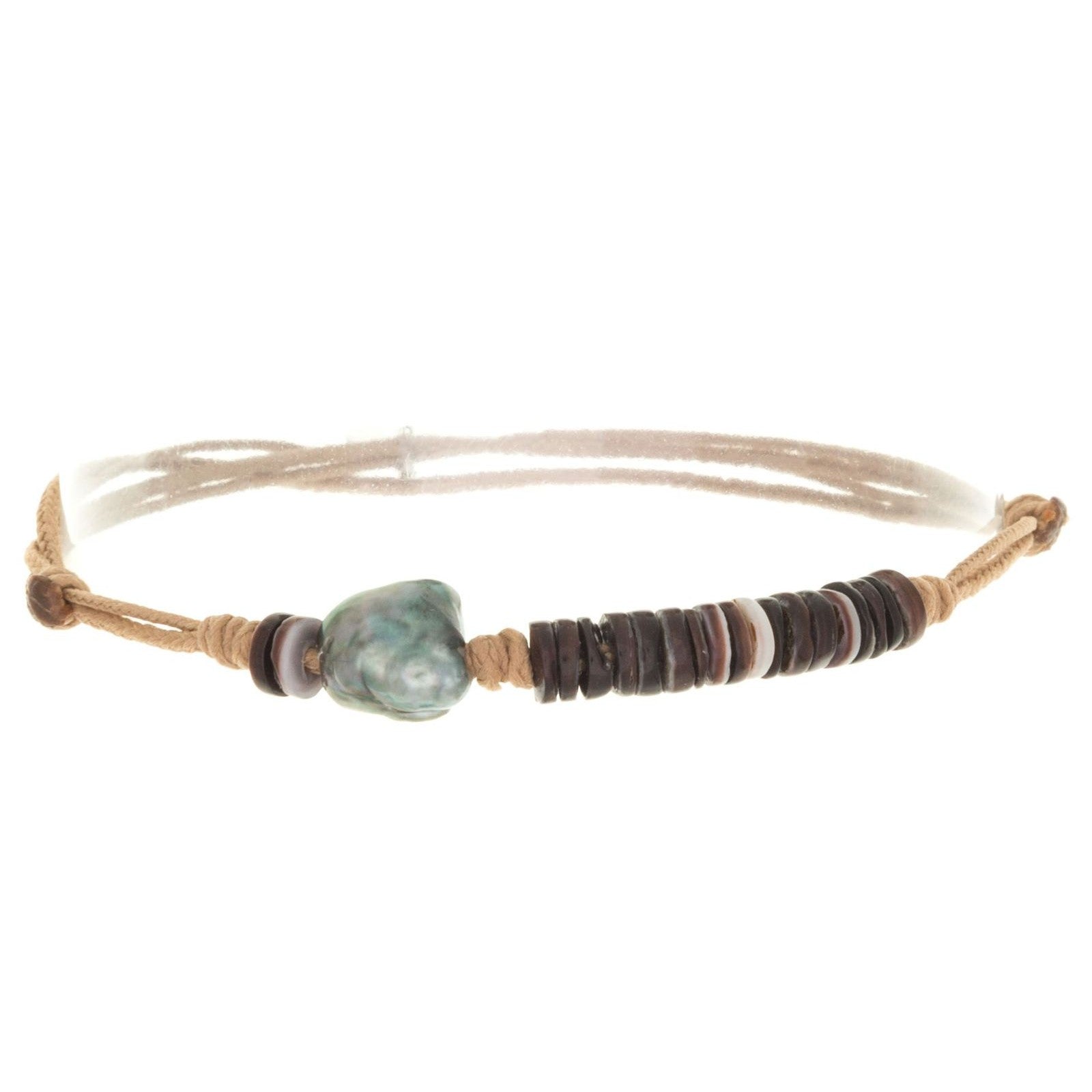 Bracelet homme Nacre brune Keshi