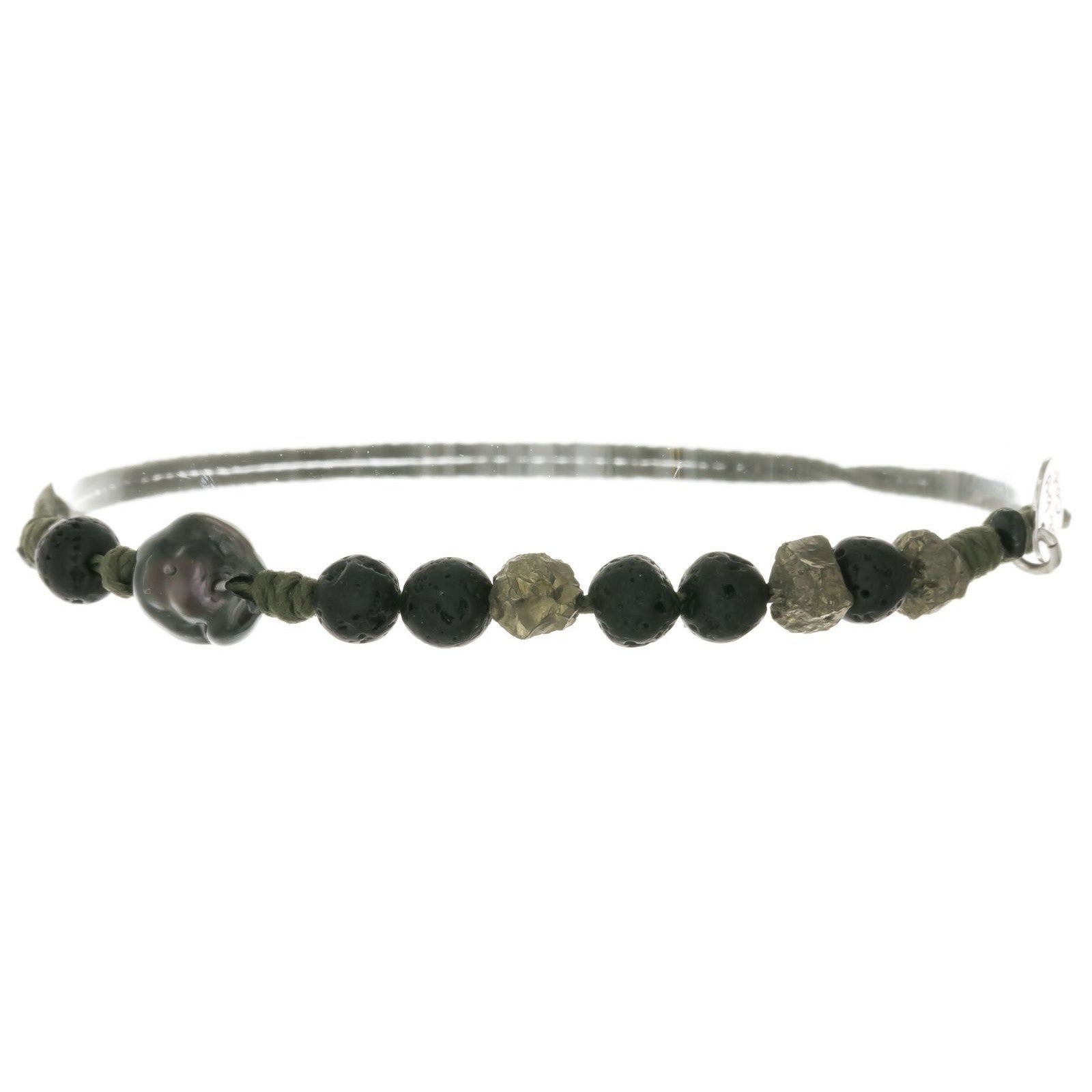 Bracelet homme Lave Pyrite Keshi