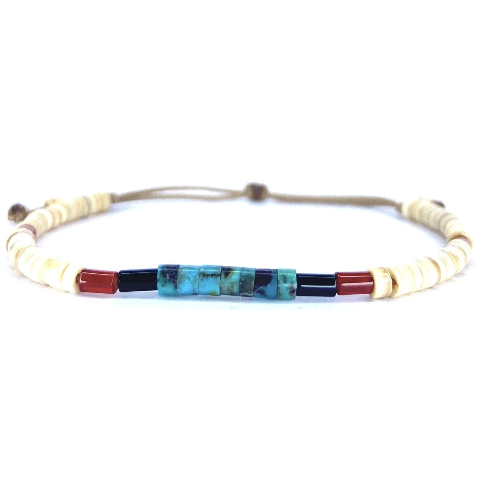 Bracelet Turquoise Onyx Cornaline Nacre