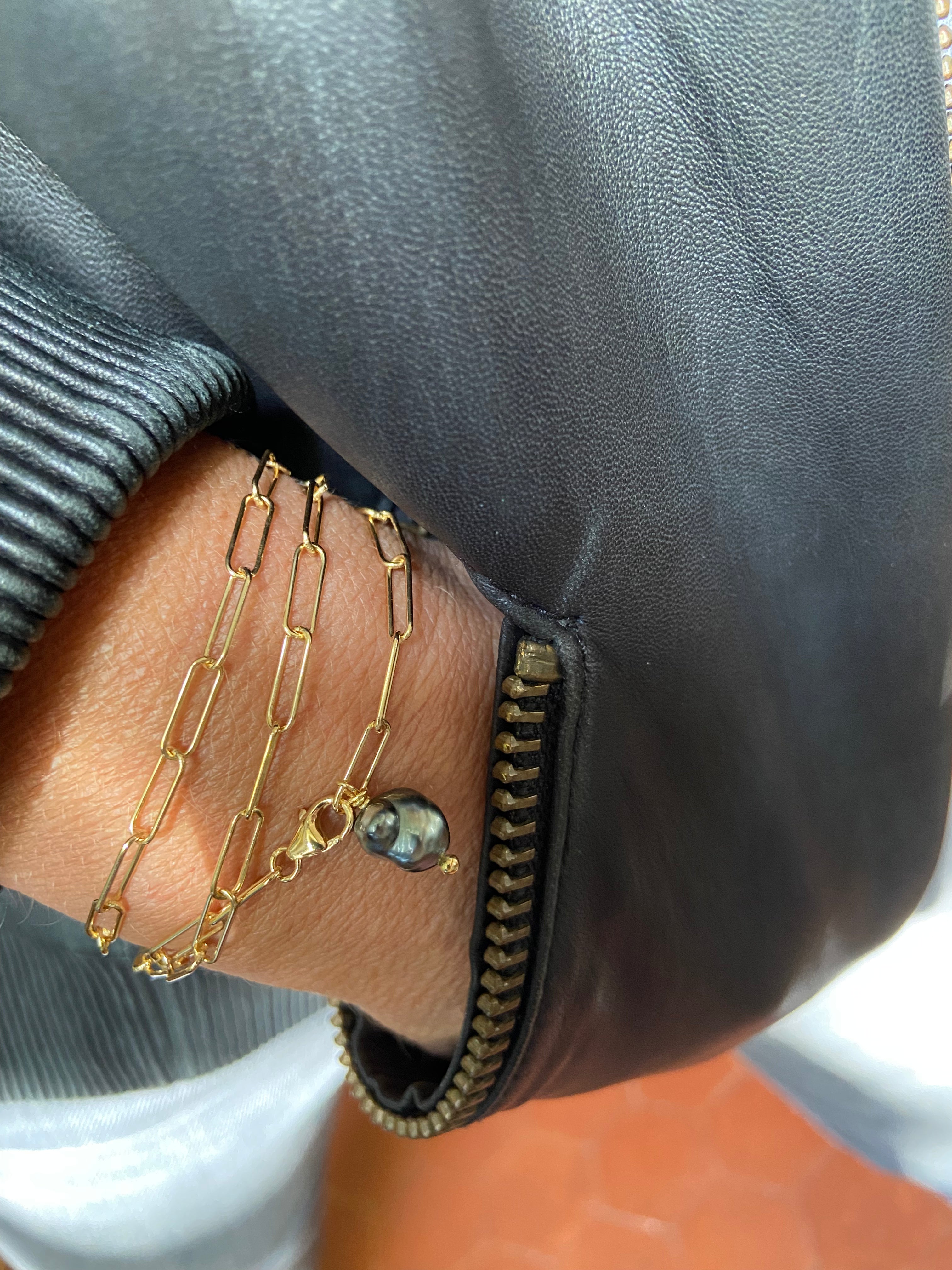 Ras de cou/Bracelet dorure or Keshi