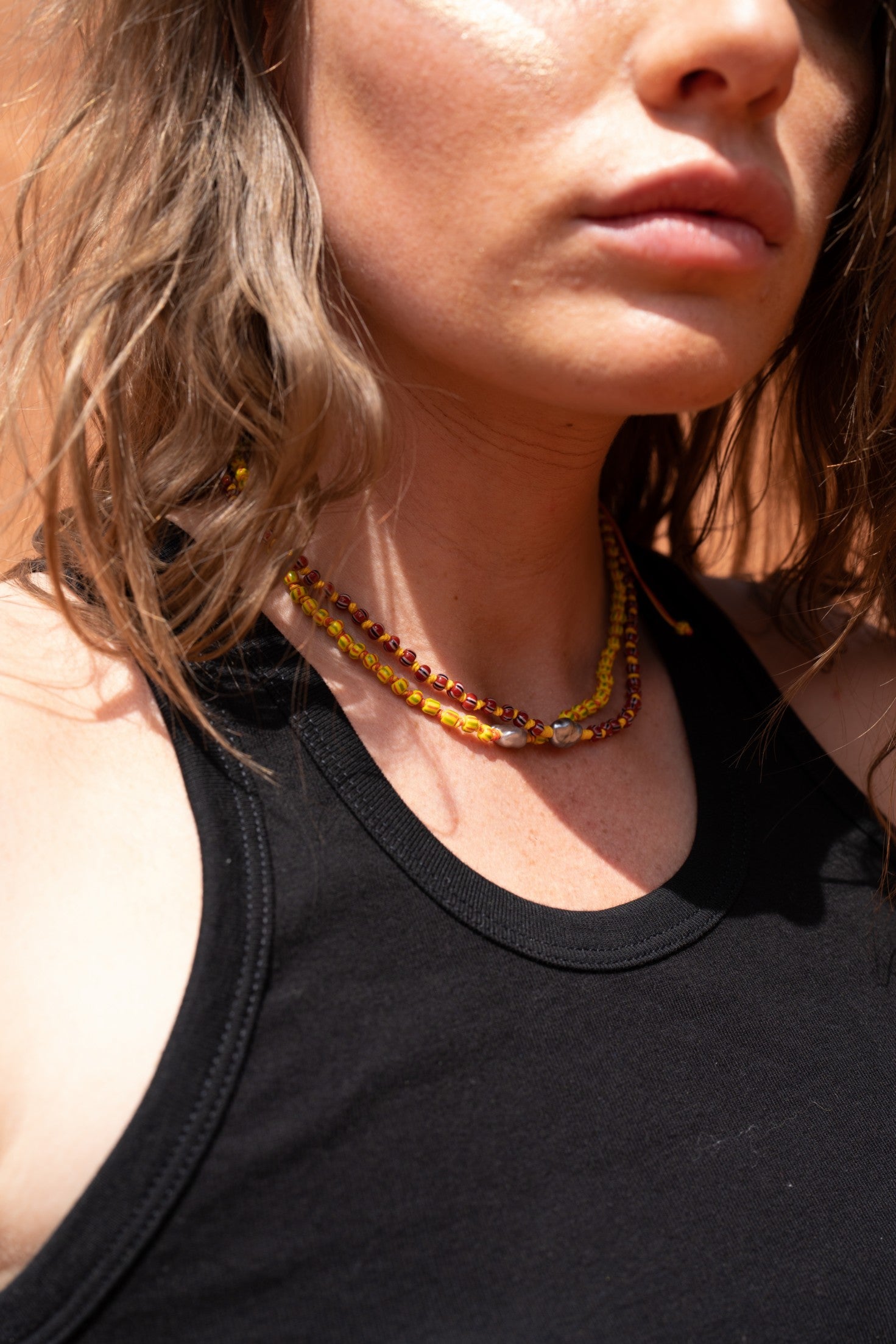 Ras de cou/Collier Keshi Perle africaine jaune