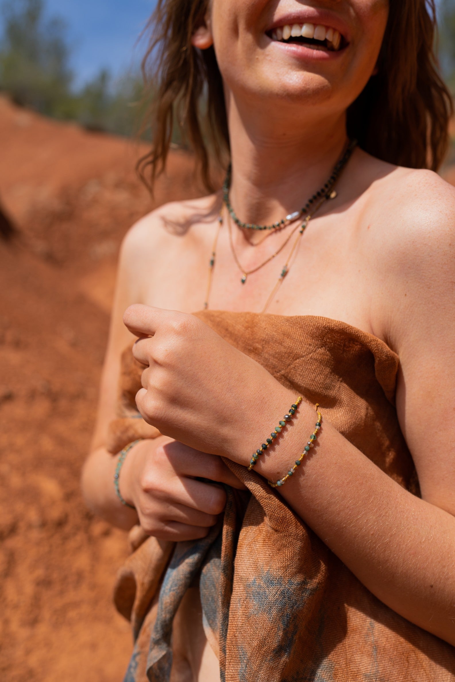 Bracelet Emeraude Labradorite Keshi
