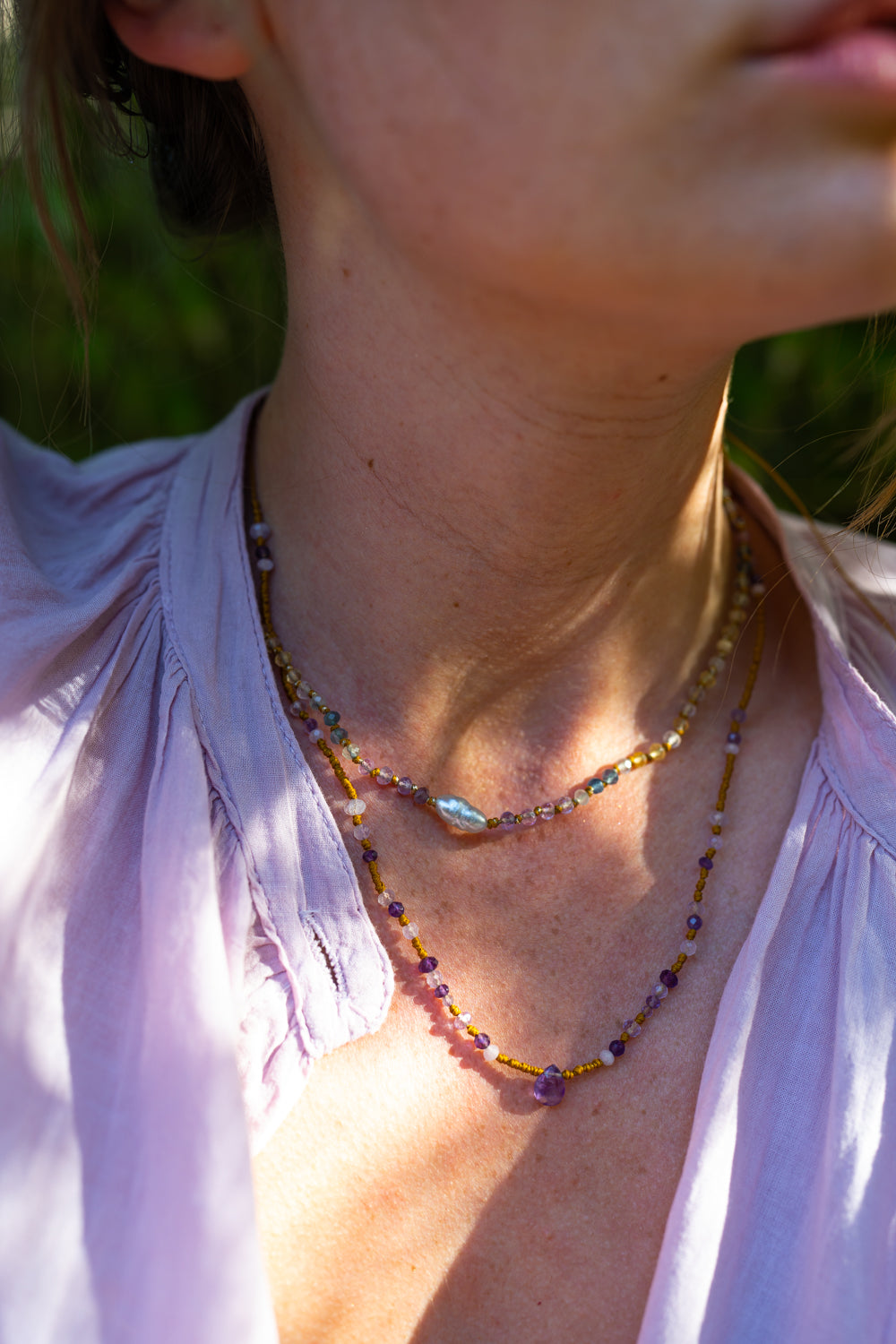 Ras de cou/Collier Améthyste Fluorite Kunzite