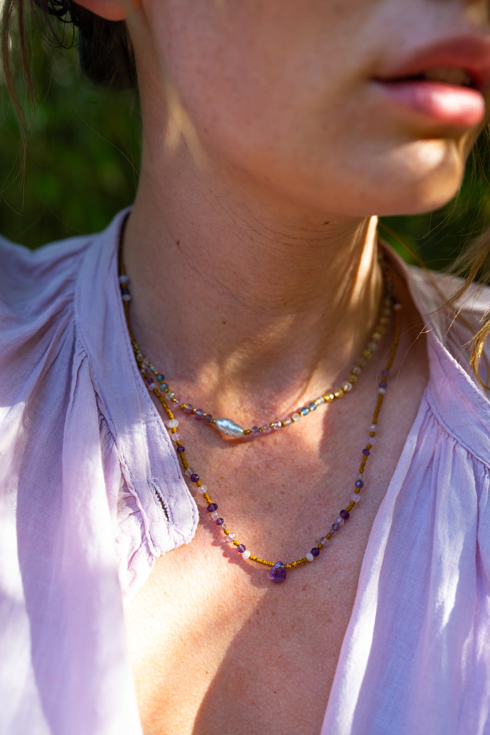 Ras de cou/Collier Keshi Fluorite