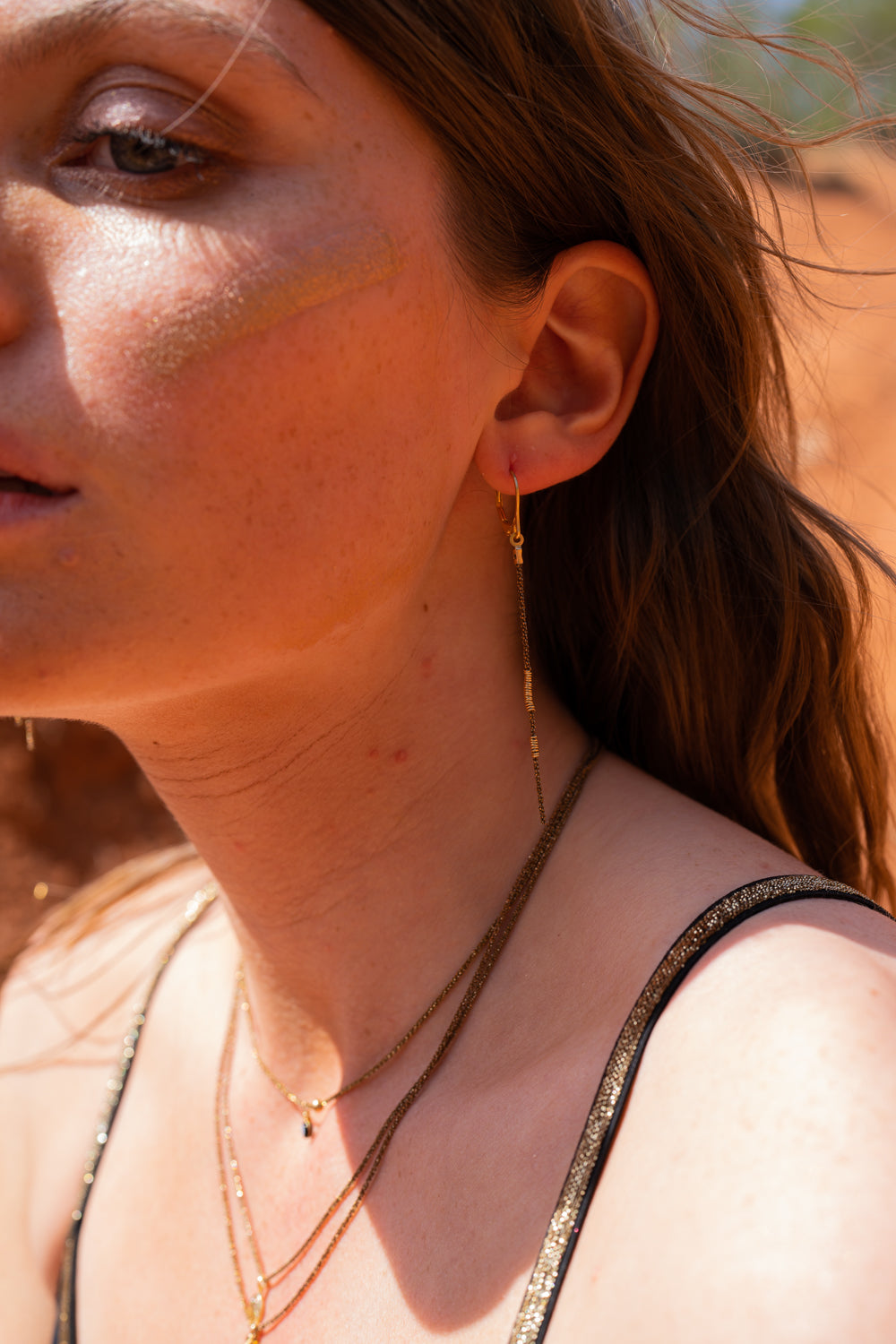 Mono boucle Chaine or chocolat