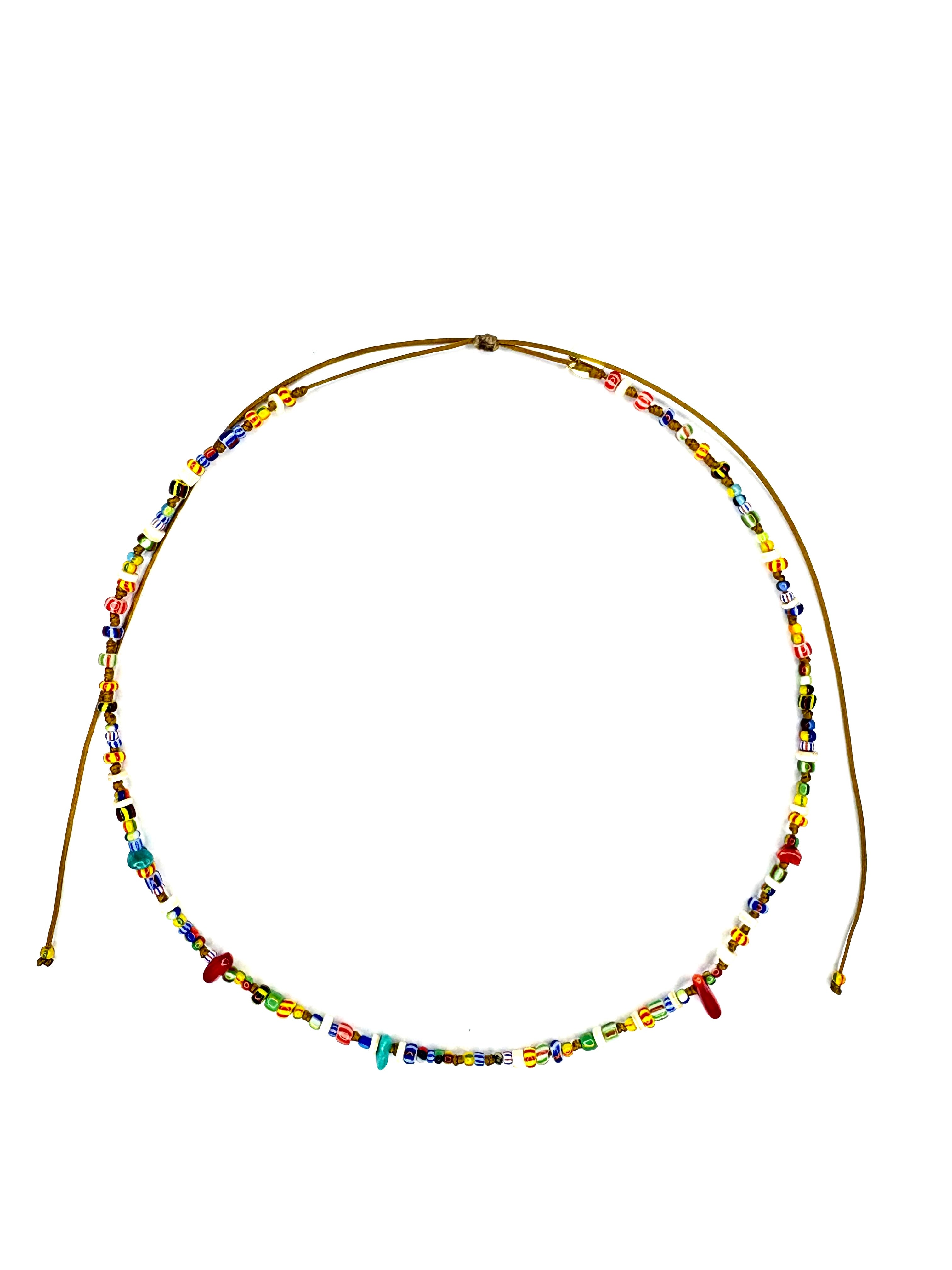 Ras de cou Perle africaine Turquoise Corail