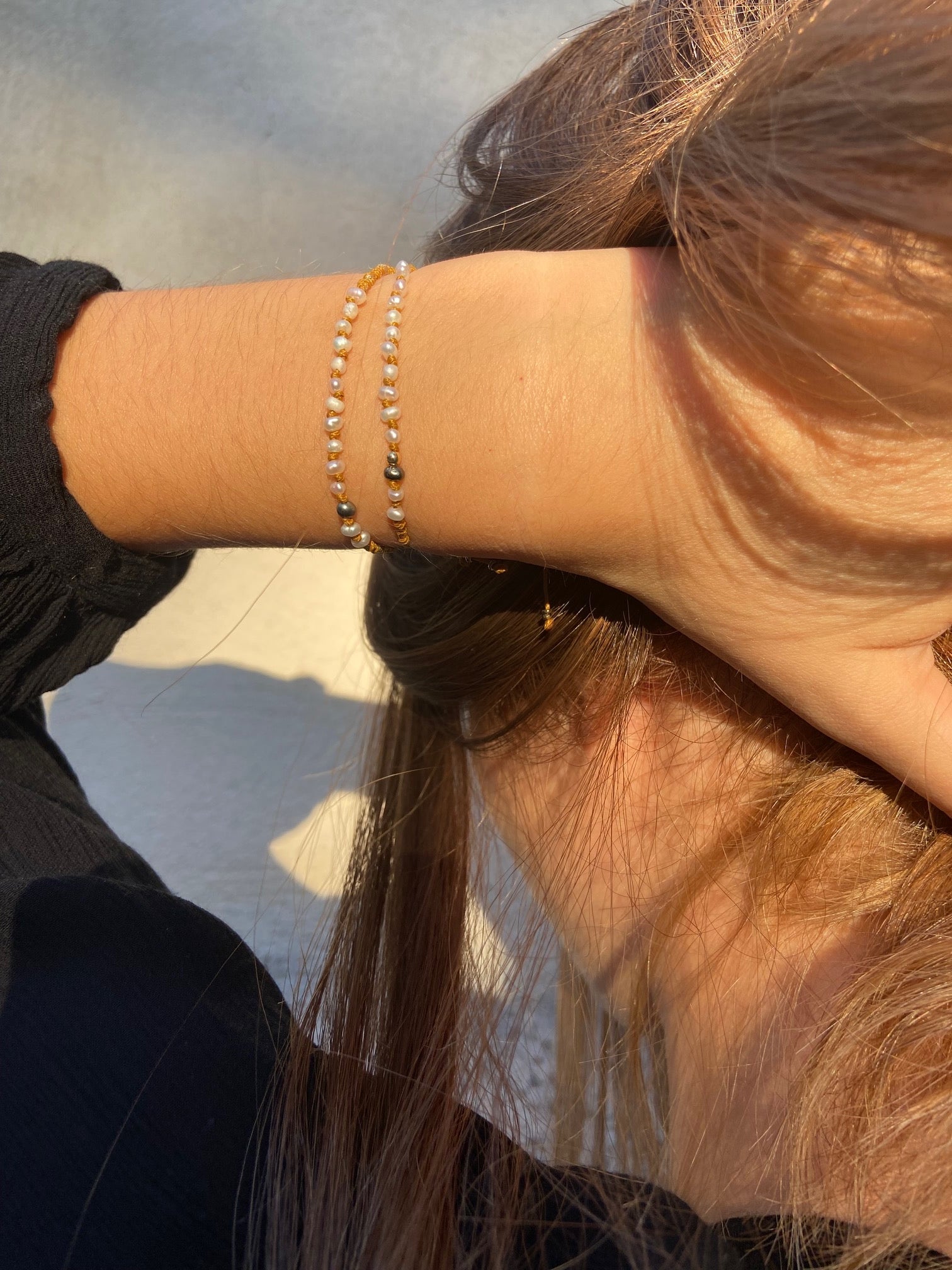 Bracelet Keshi Boule plaquée or Perle