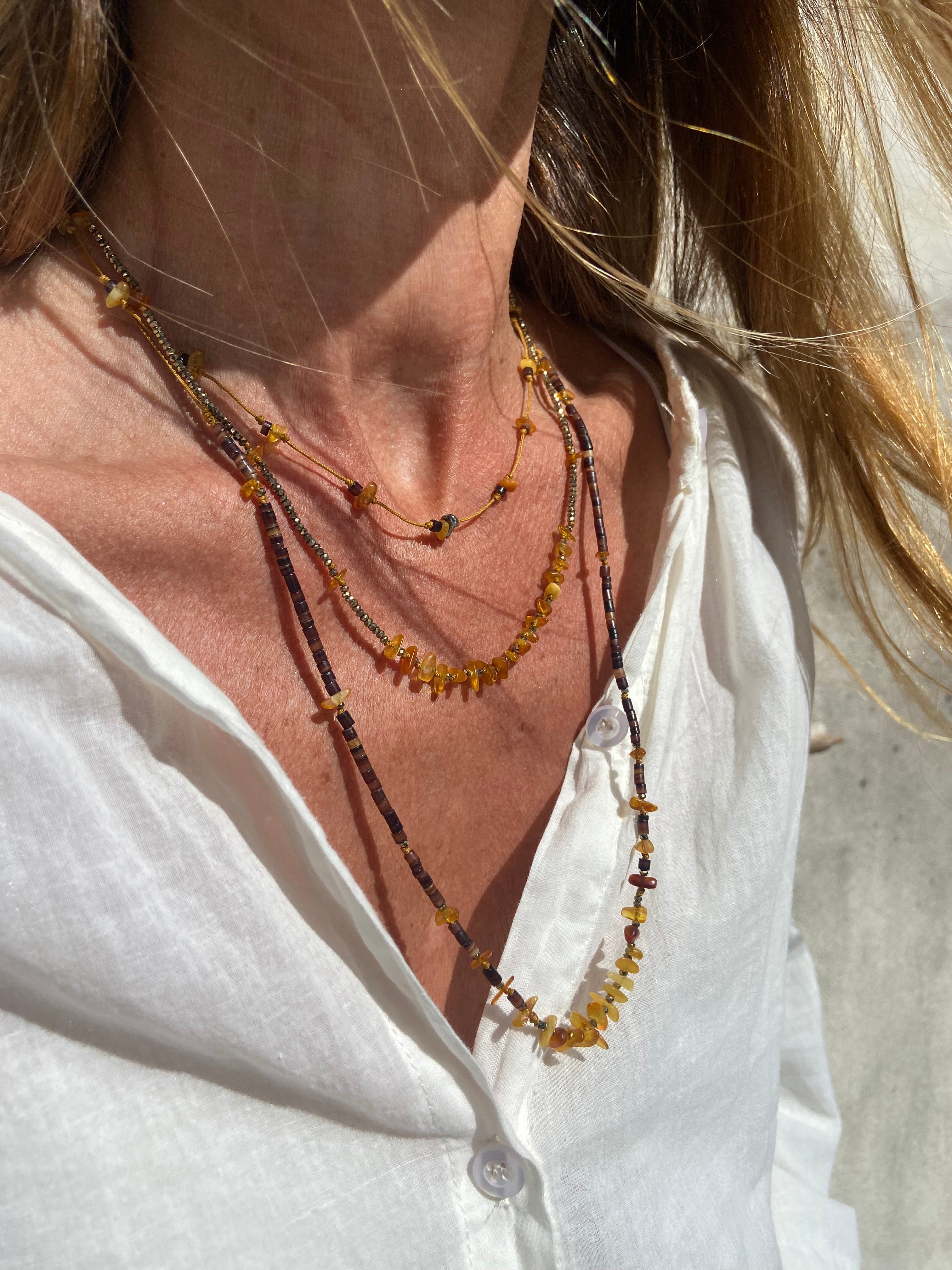 Keshi Shell Amber Choker