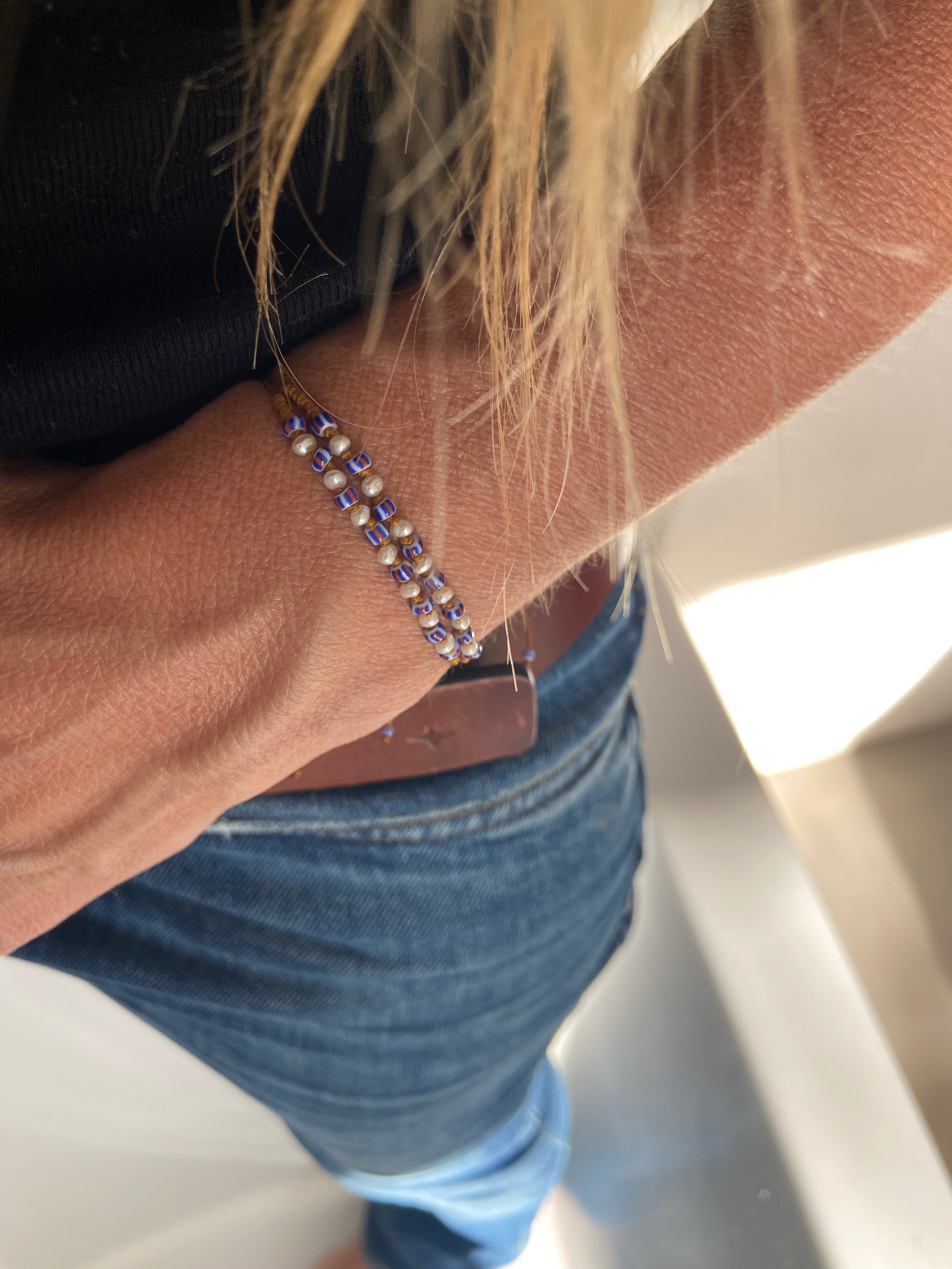 Bracelet Perle nacre bleu