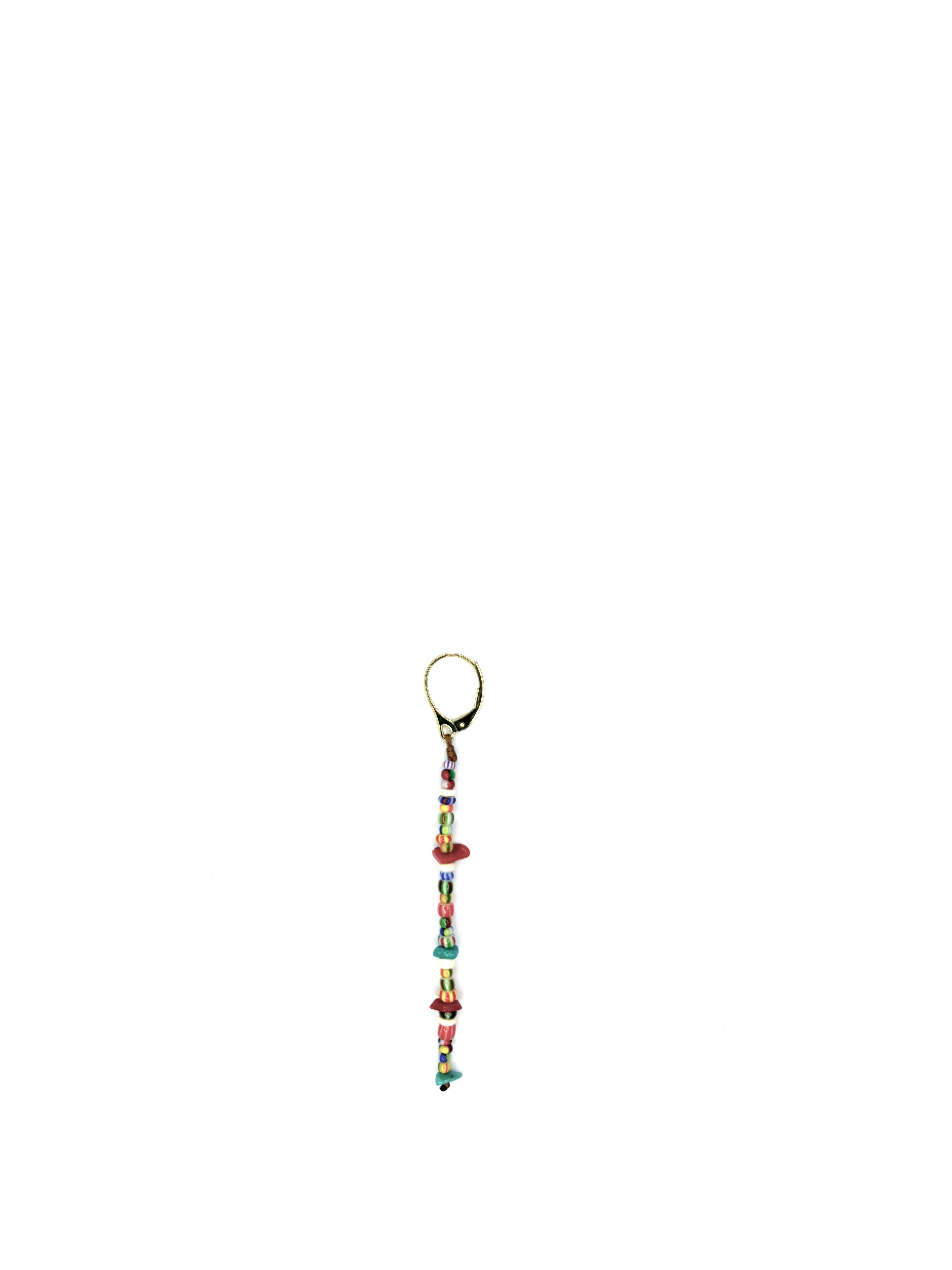Mono boucle perles africaines Turquoise Corail