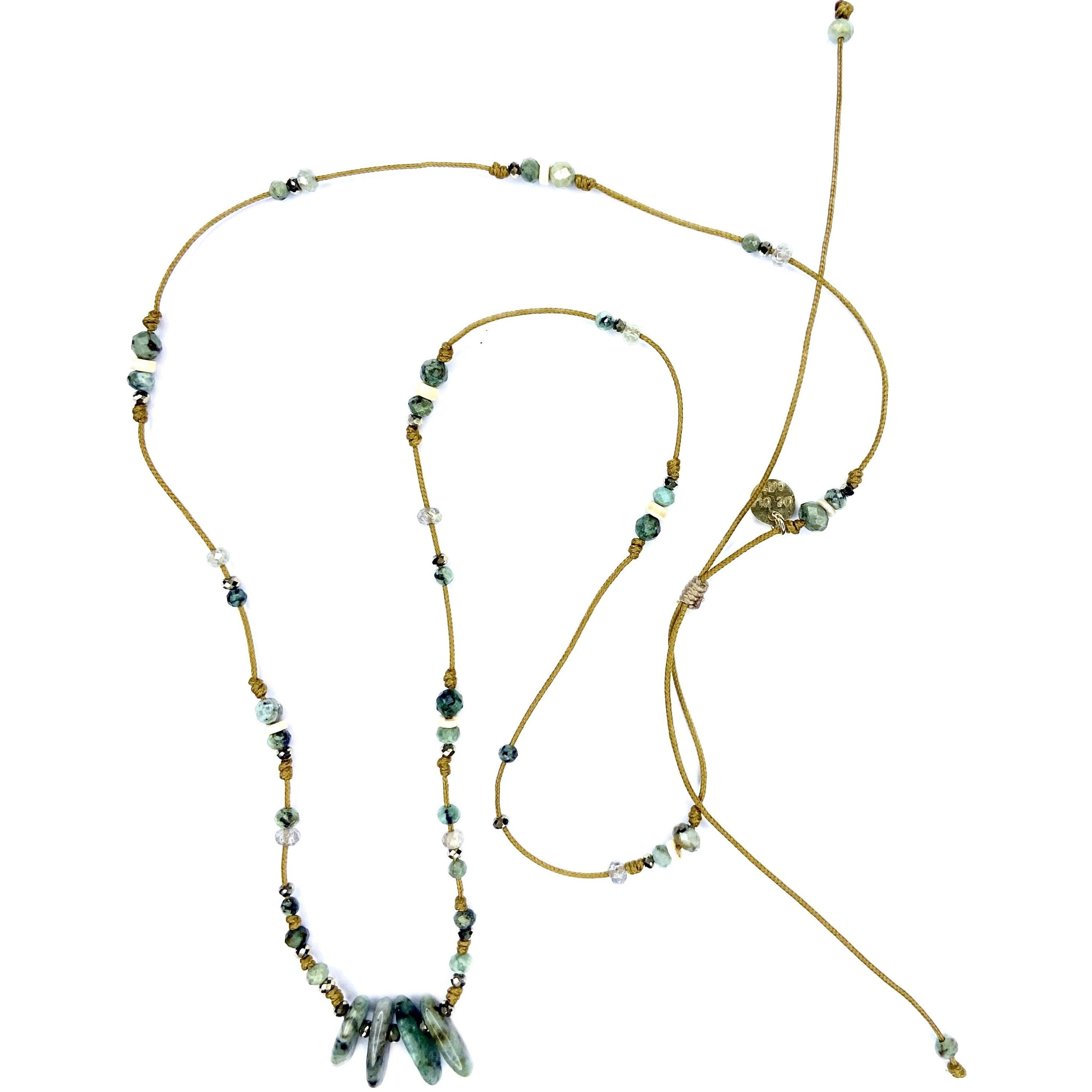 Collier long Turquoise Pyrite