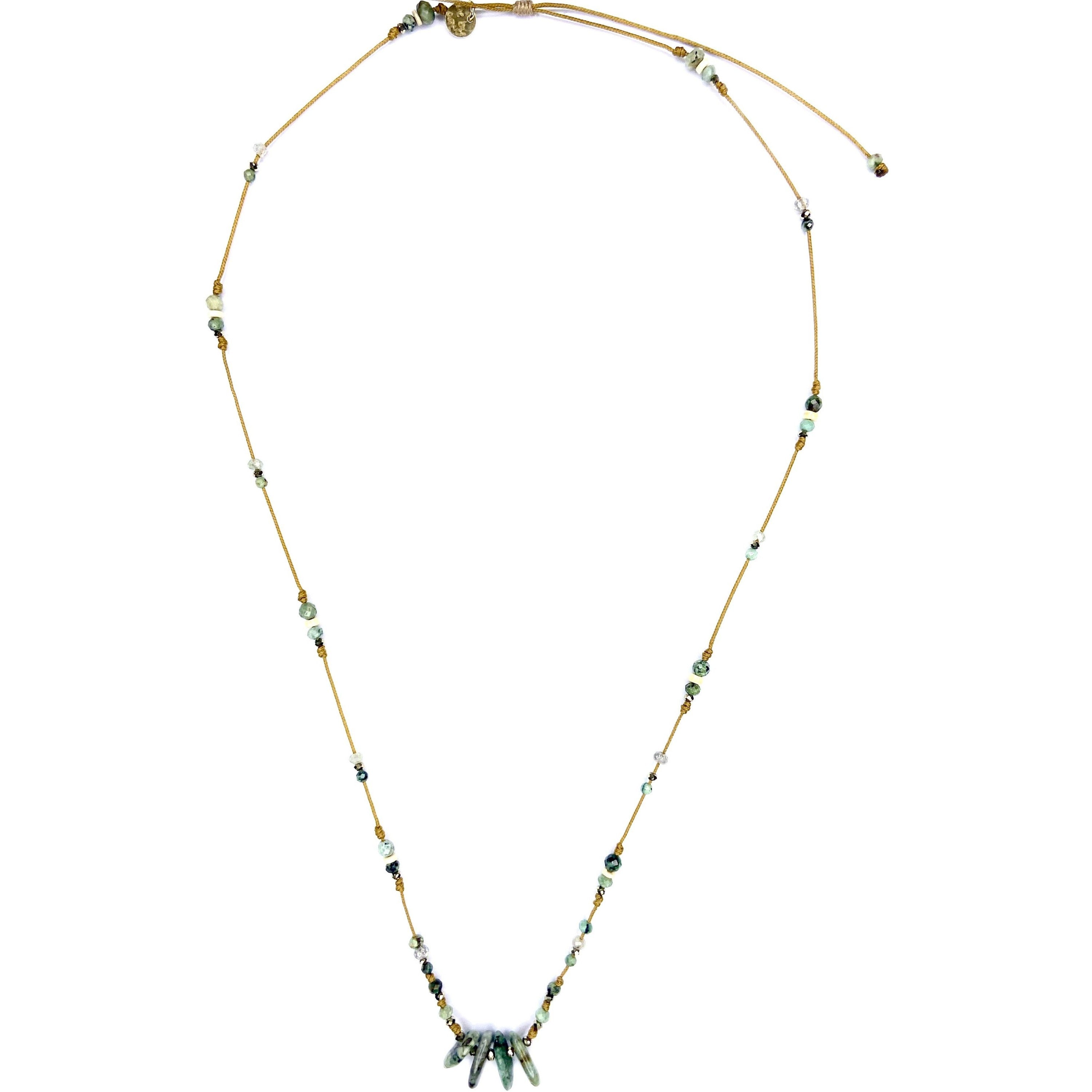 Collier long Turquoise Pyrite