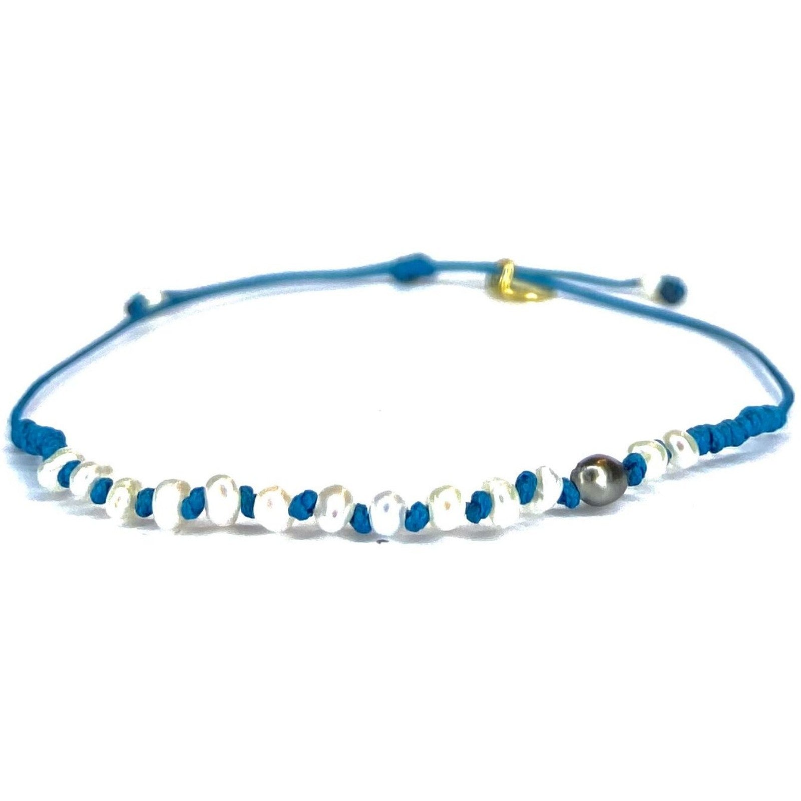 Bracelet Perle nacre Keshi bleu