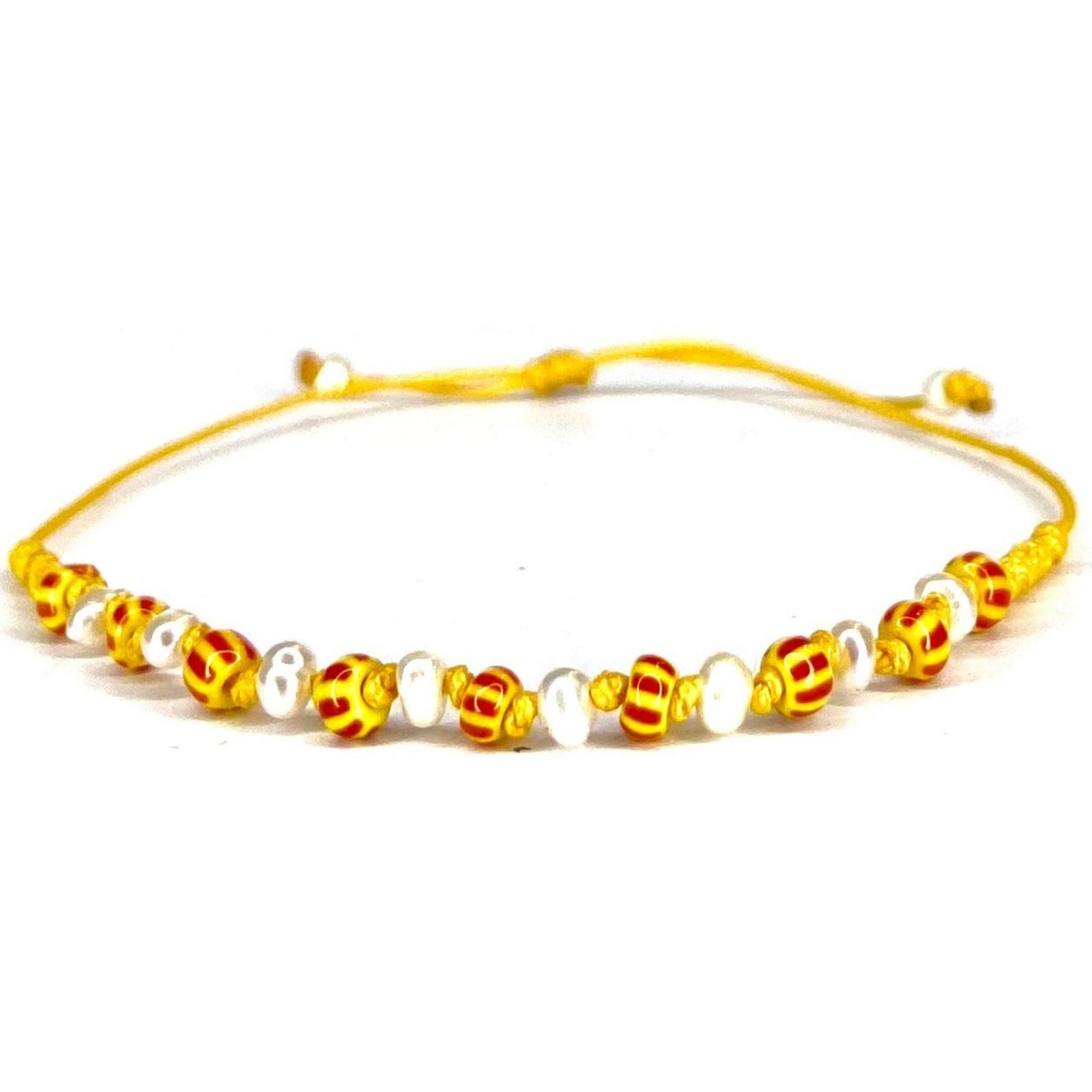 Bracelet Perle nacre jaune et rouge