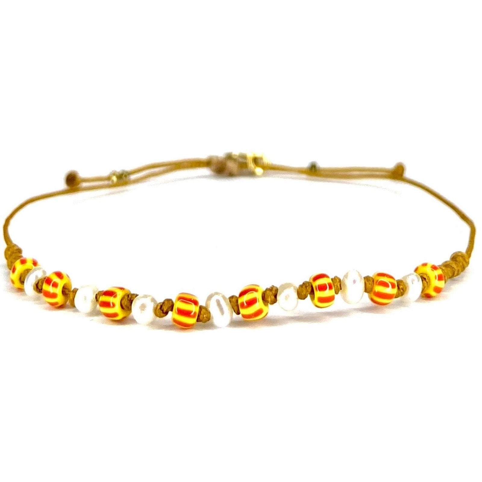 Bracelet Perle nacre jaune et rouge