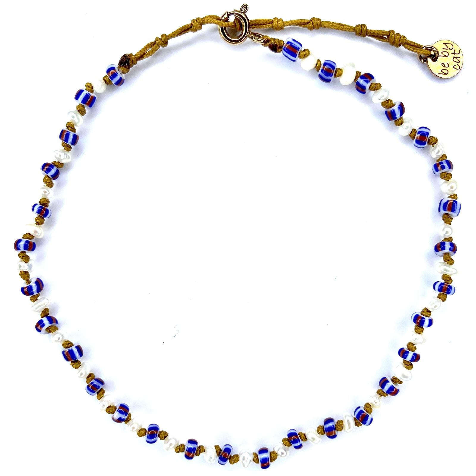 Bracelet de cheville Perle nacre bleu