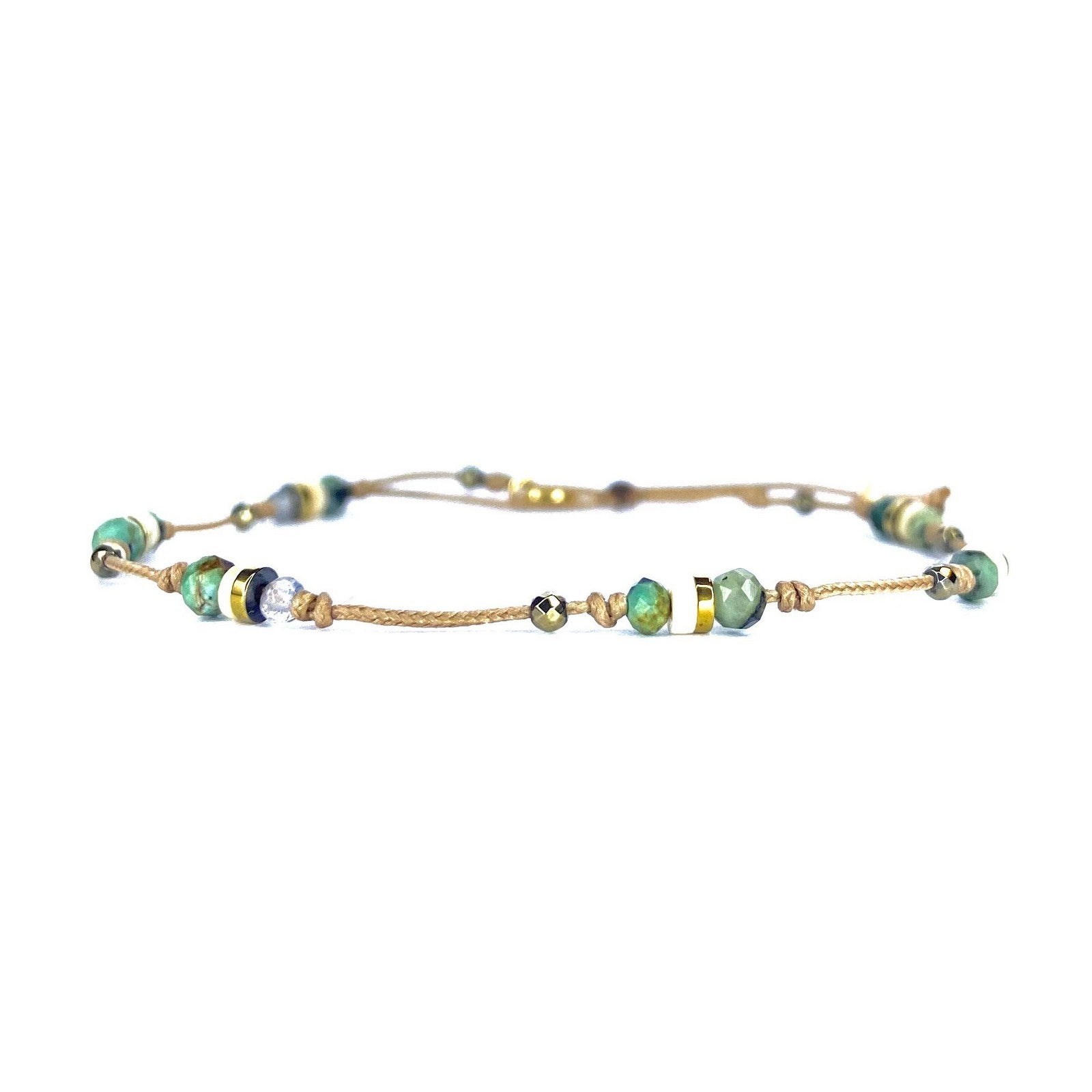 Bracelet Turquoise Labradorite Nacre Pyrite Hématite