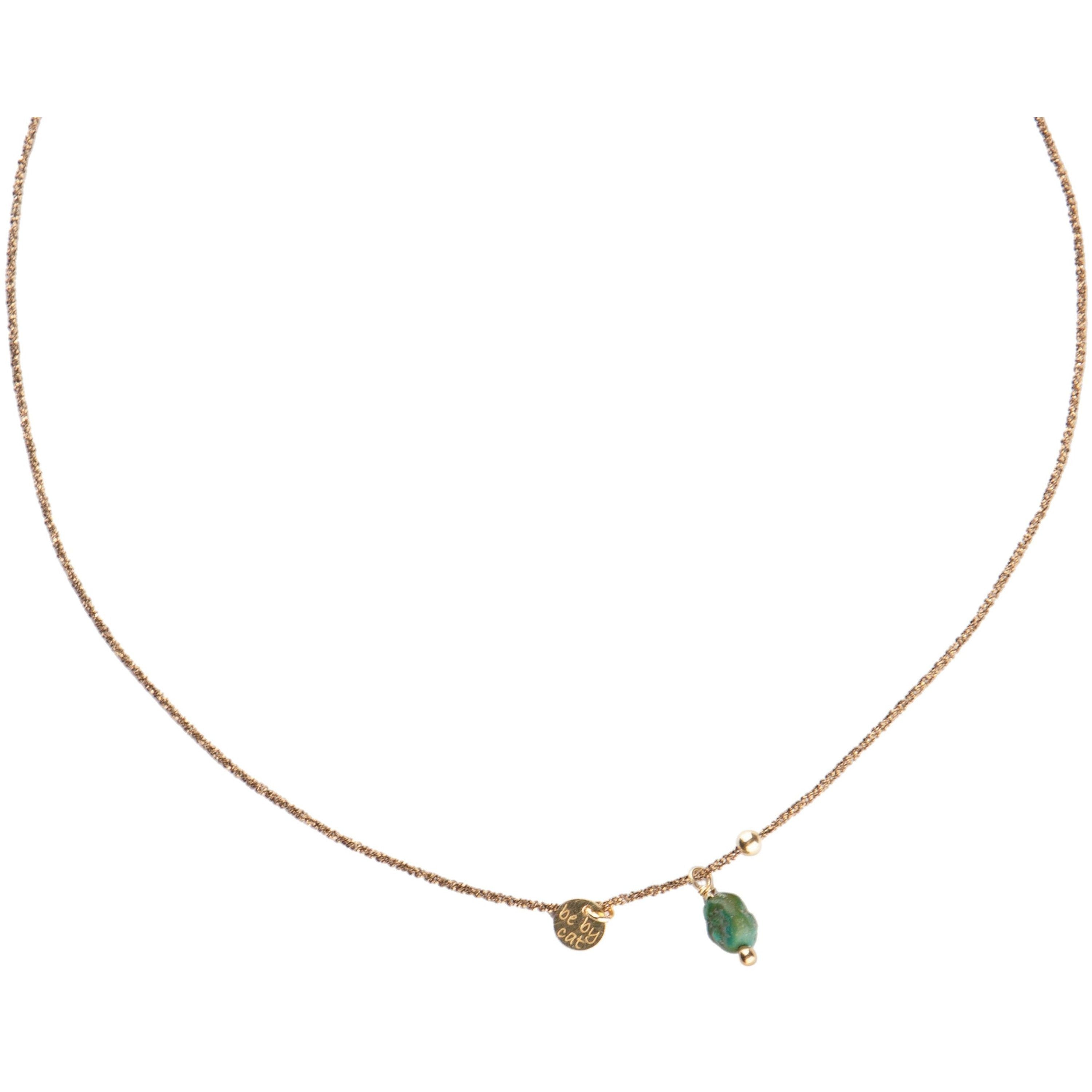 Collier plaqué or chocolat Turquoise