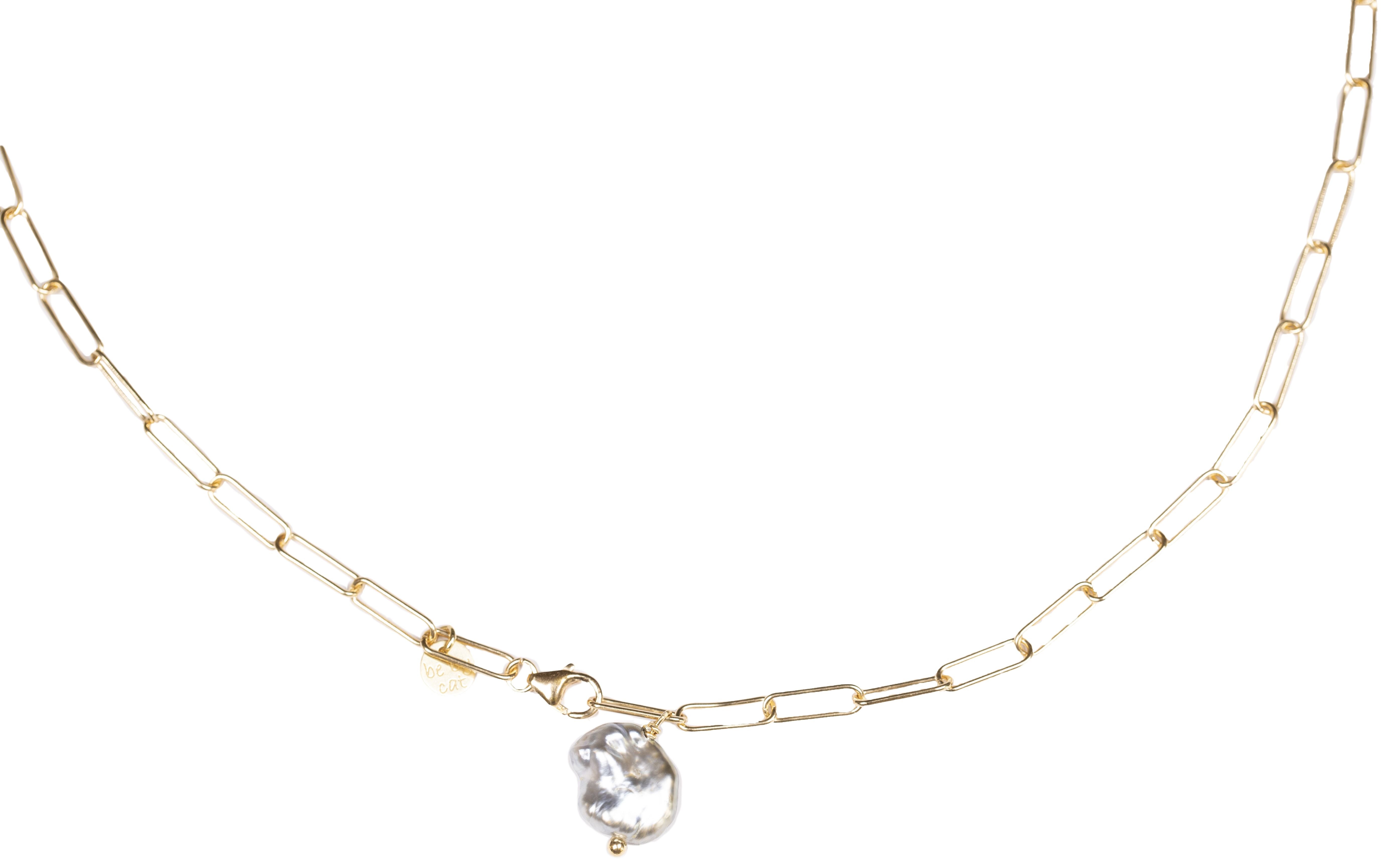 Ras de cou/Bracelet dorure or Keshi