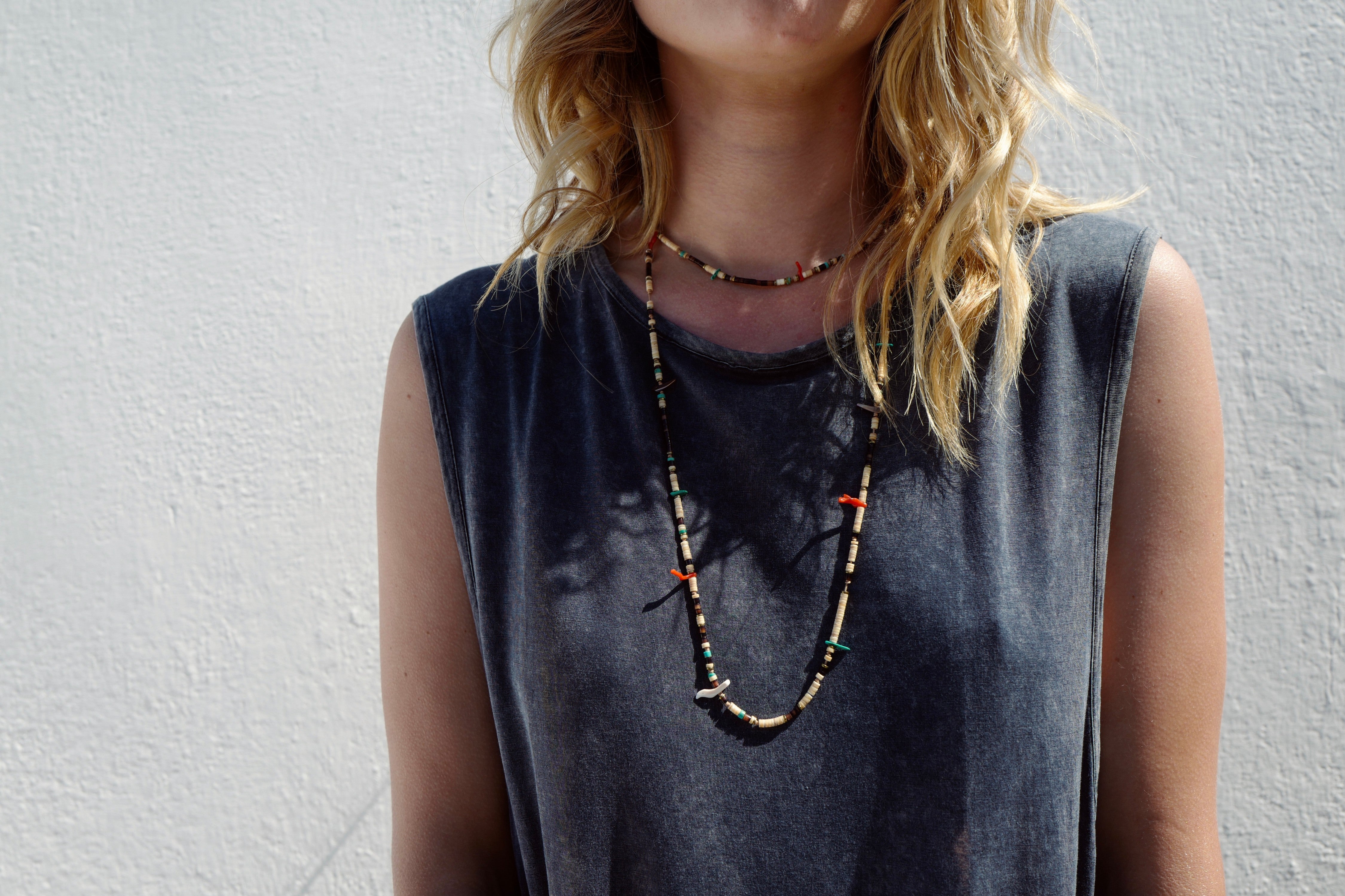 Coral Turquoise Hematite Mother of Pearl Choker/Necklace